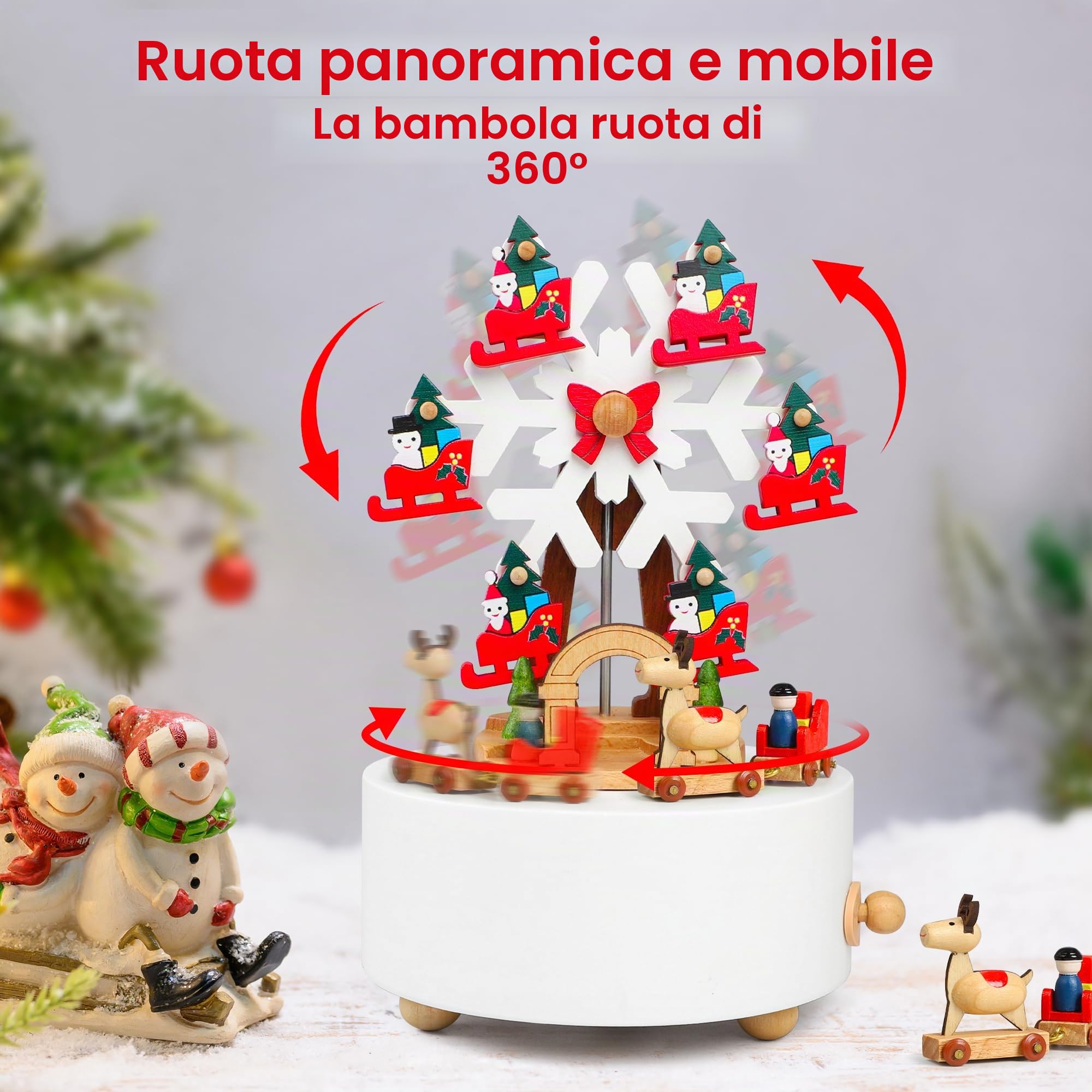 LONEEDY Carillon in legno con decorazione natalizia a forma di fiocco di neve, alce personalizzato per ragazzi e ragazze (fiocchi di neve natalizi)