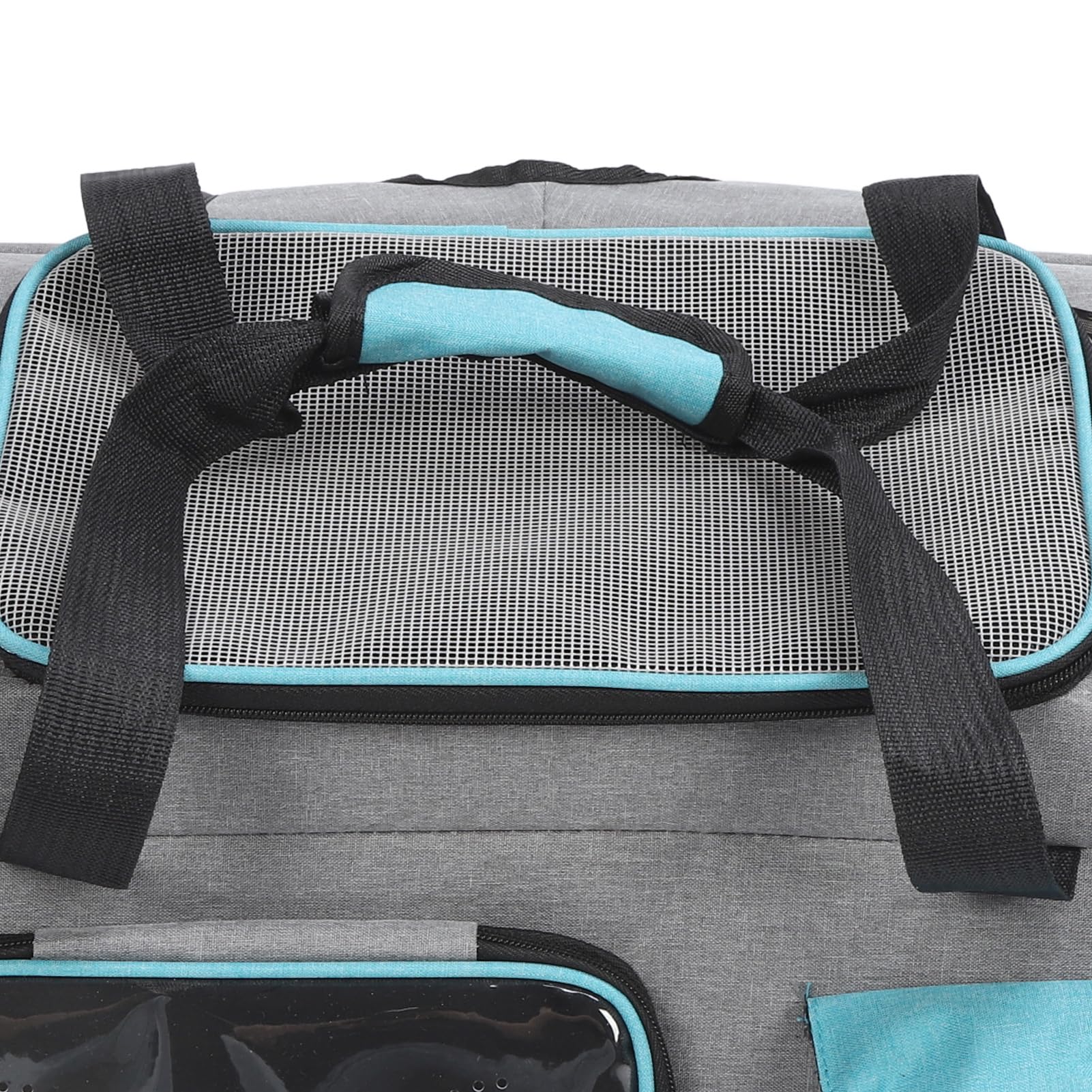 Mochila transportadora para mascotas, malla transpirable, transportador portátil para gatos de gran capacidad, transportador para perros para viajes al aire libre, senderismo, (Gris y azul)
