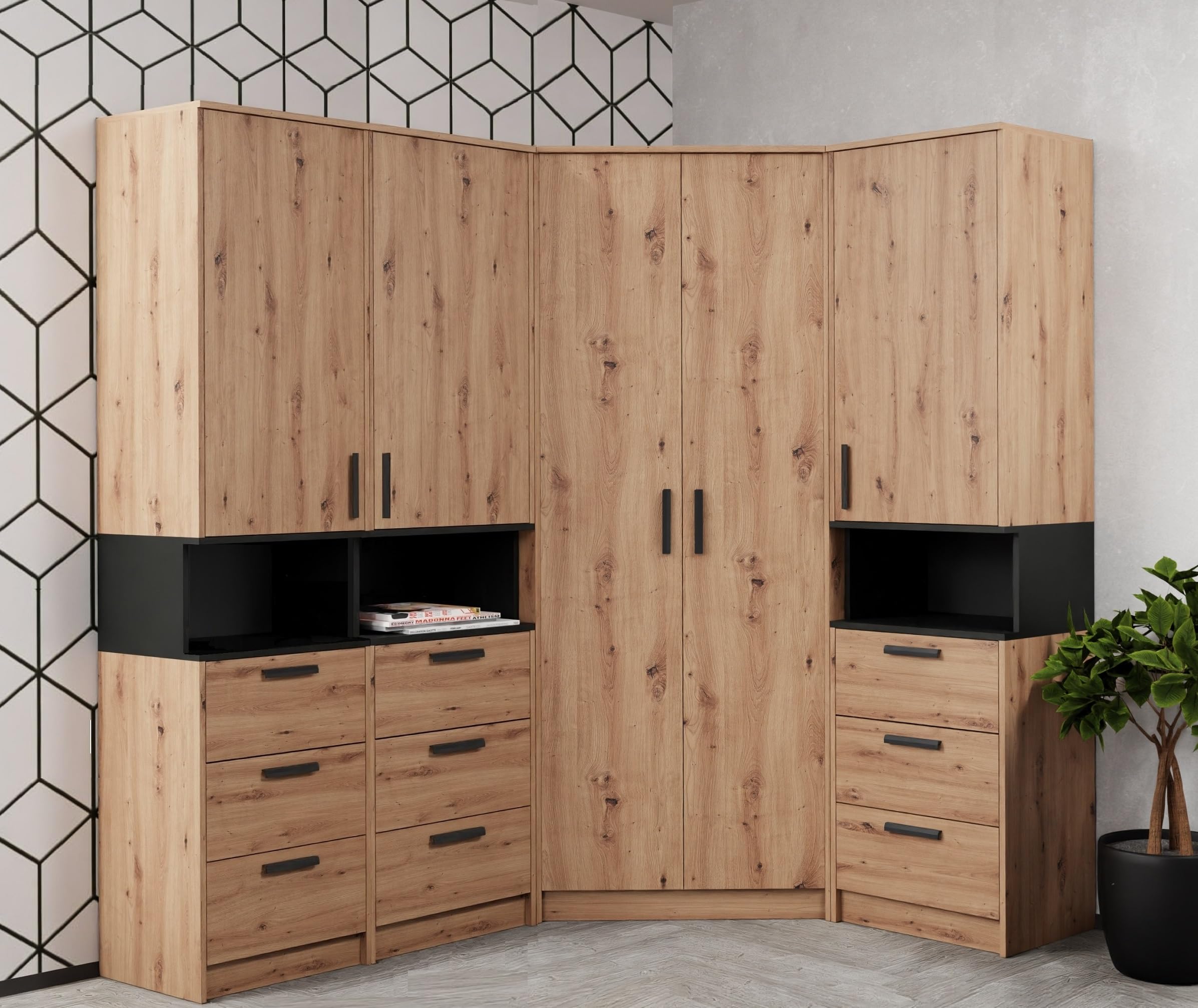 Möbelset Grant Set 42A Eckschrank und 3 Regale Schlafzimmer, Jugendzimmer, Wohnzimmer, Flur