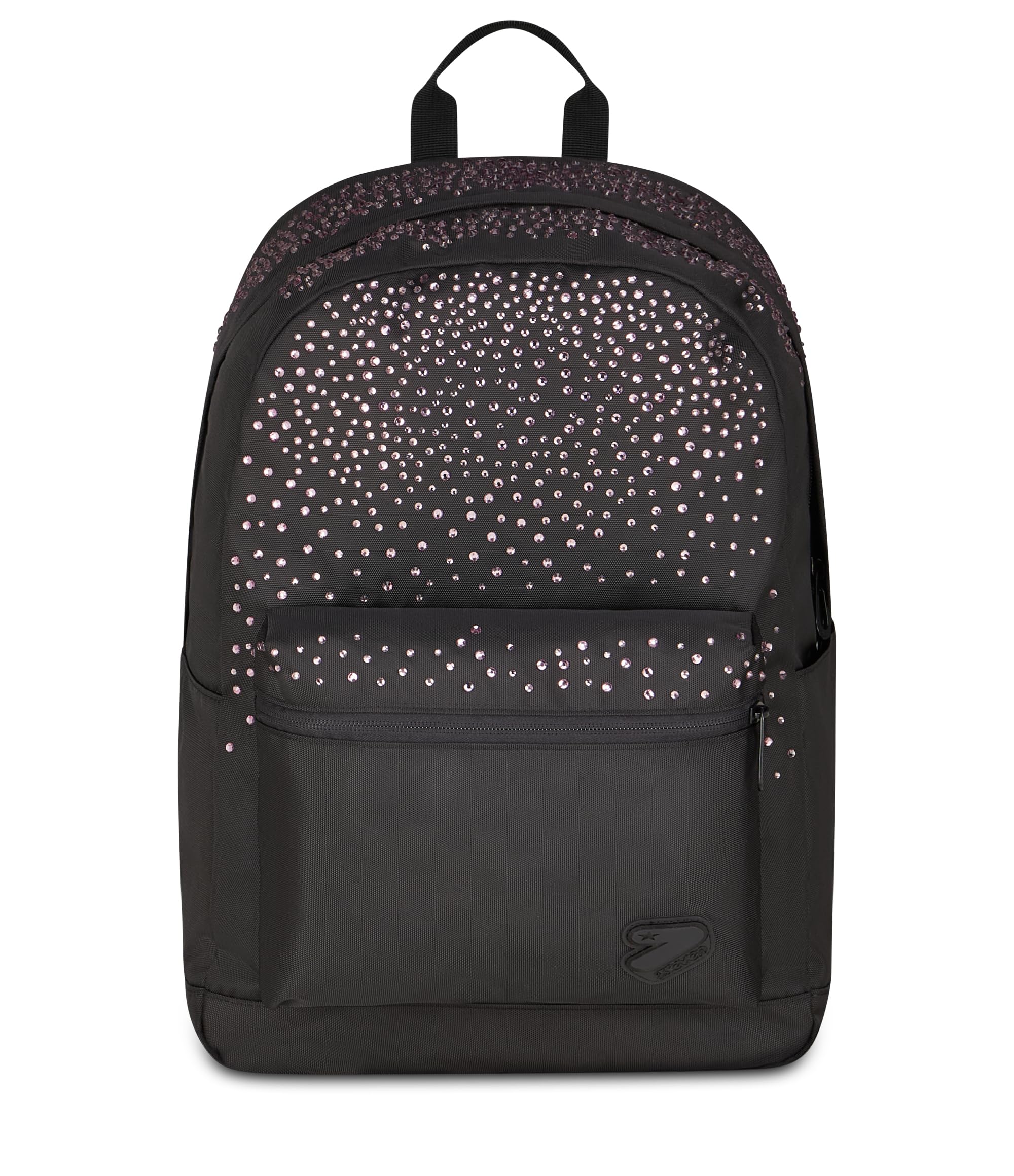Seven Zaino Round GlitzyCute, Nero con Brillantini, Porta Notebook e Tasca Portaborraccia, 26,5 Litri, Schienale Imbottito, Bambina e Ragazza