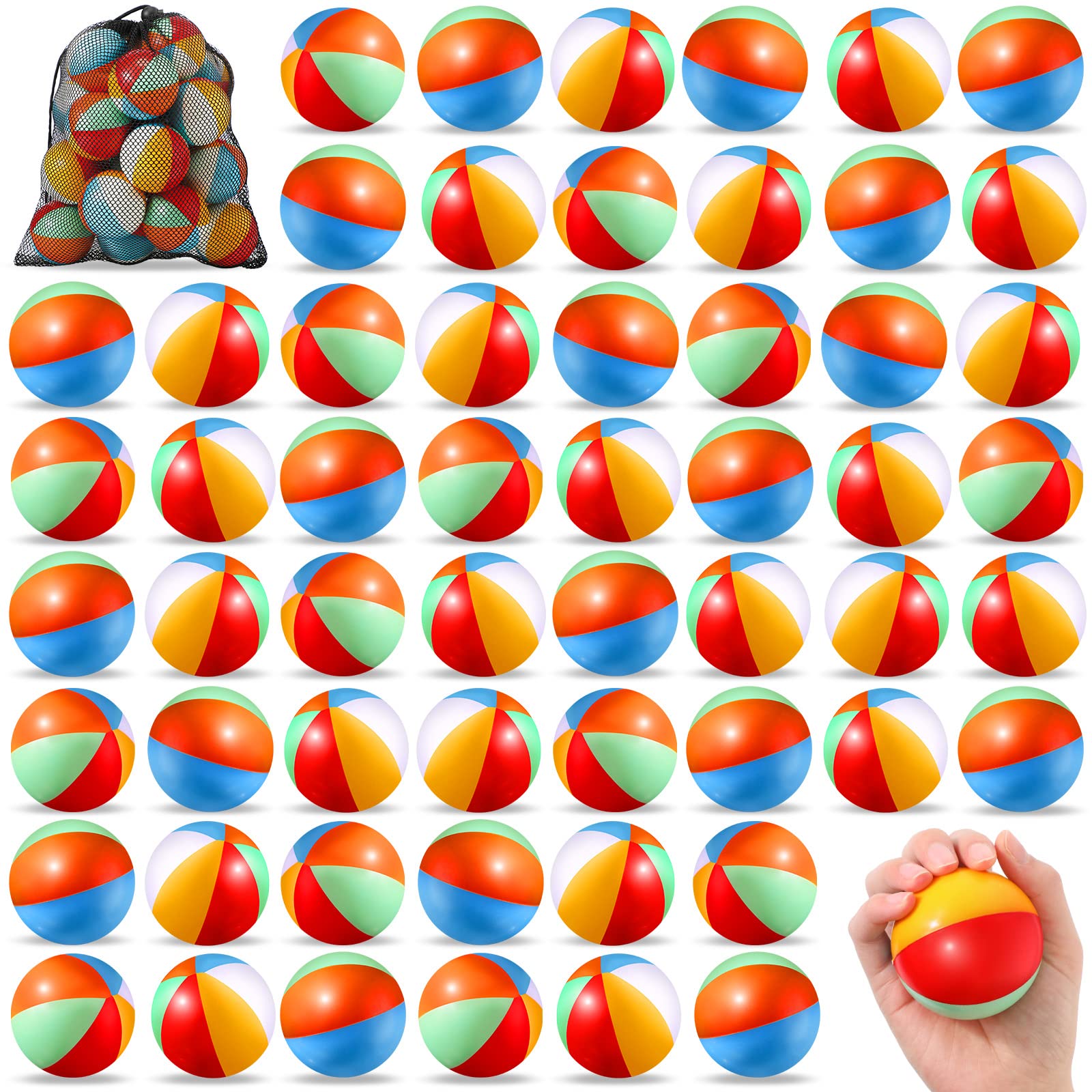 100 Pcs Mini Beach Stress Balls 2.5" Relief Stress Ball Rainbow Beach Stress Ball Swimming Pool Game Toy Foam Sports Ball with Storage Bag for School Carnival Reward Summer Birthday (Fresh Colors)