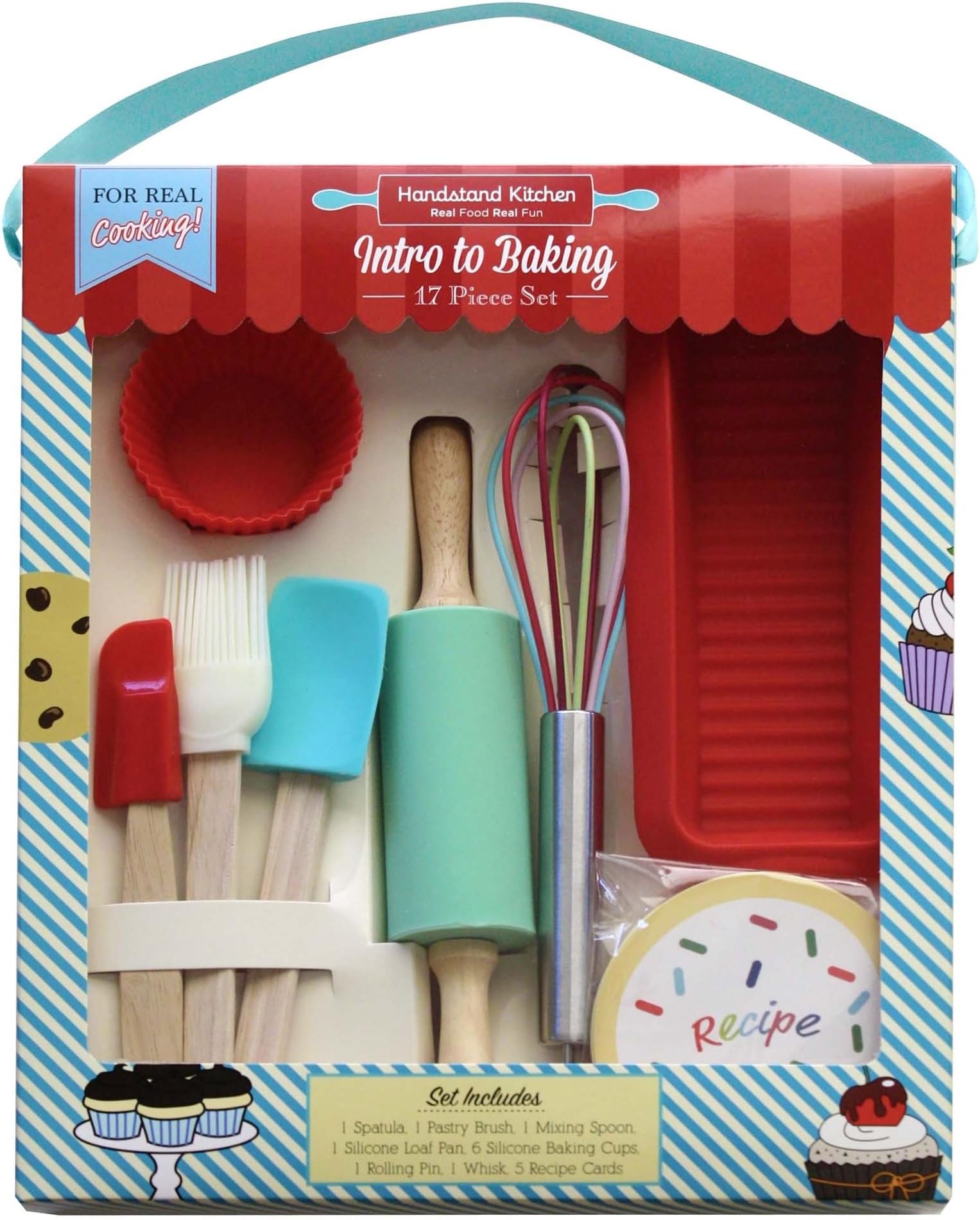 Handstand Kitchen 17-Piece Introduction to Real Baking Set with Recipes for Kids