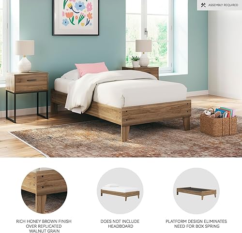 Miniatura 42 de Signature Design by Ashley Socalle Casual Twin Panel Platform Bed, Foundation or Box Spring Not Needed, Black Negro -,Blanco,Azul,Marrón miel,Beige
