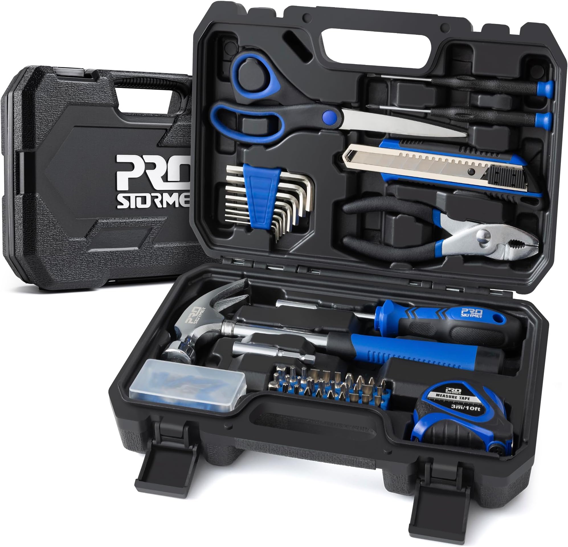- 93-Piece Tool Kit, Basic Household Repair Tool Set with Toolbox Storage Case, Small Starter Tool Box Kit for Homeowners and College Students (Blue)