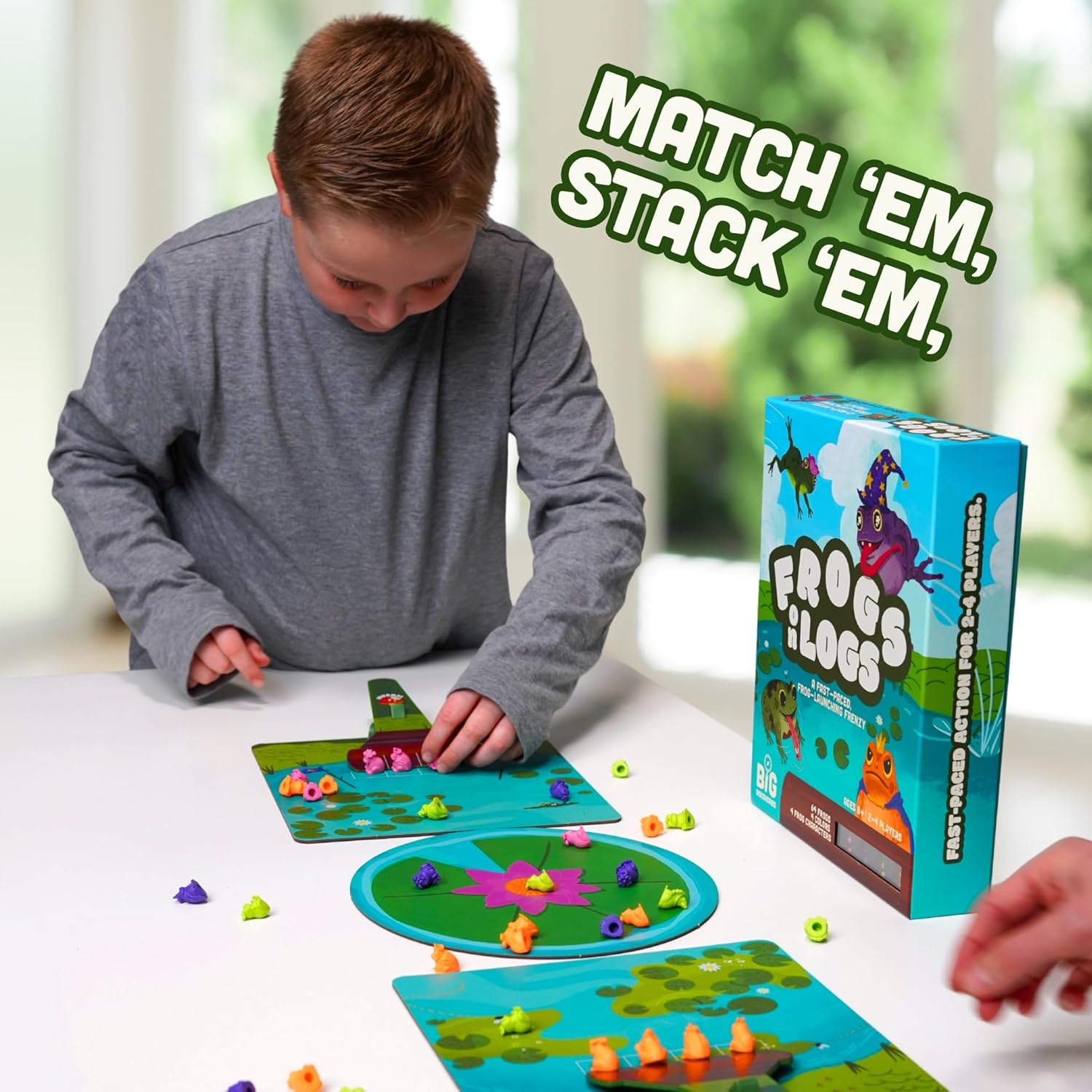 Frogs on Logs – A Fast-Paced Frog-Launching Board Game for Kids & Families – Match, Aim & Launch Frogs – 2-4 Players, Ages 8+ – Fun Family Game for Boys & Girls