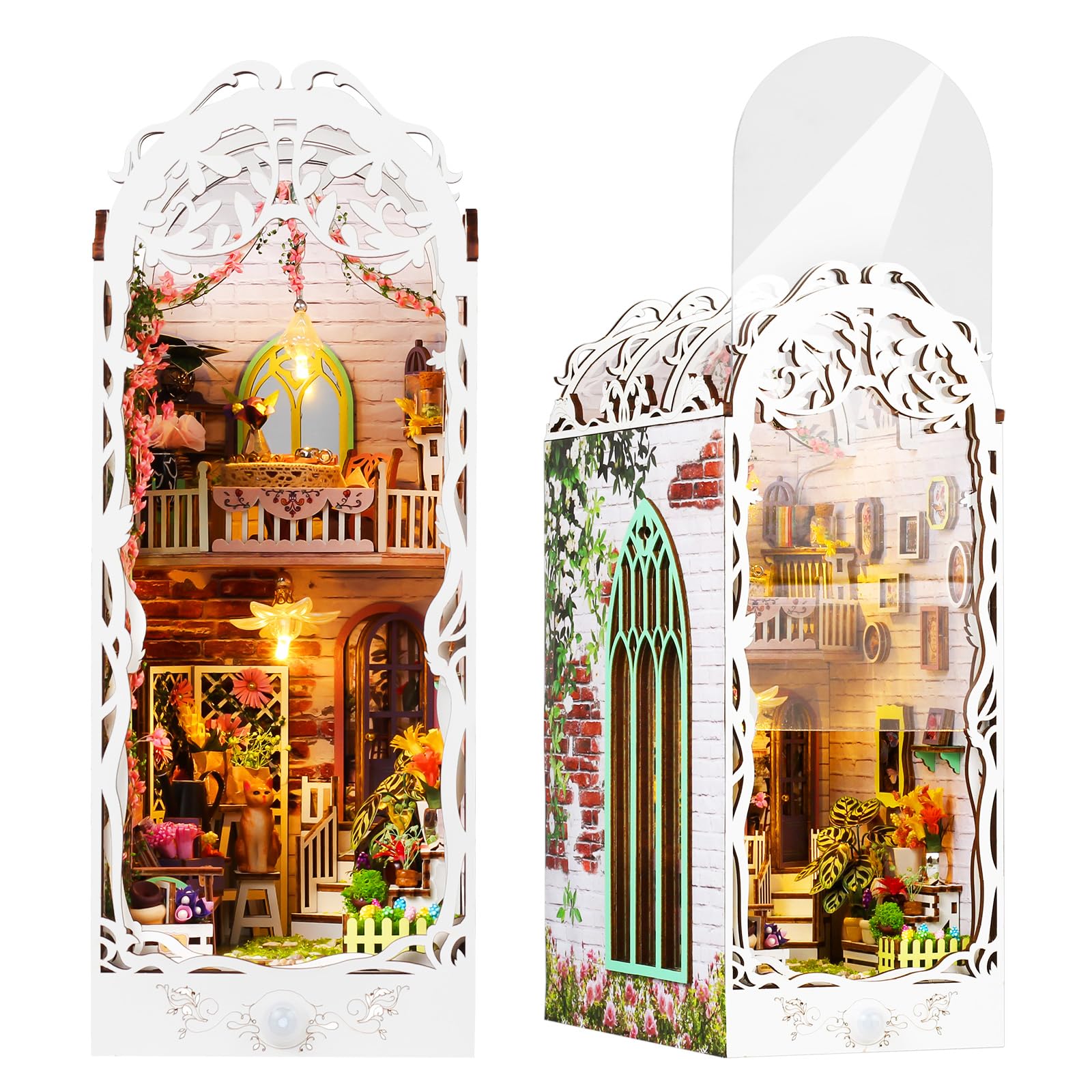 shrike Book Nook Casa Delle Bambole in Legno, Miniatura Fai Da Te, Modello di Casa Puzzle con Luci LED, Casa delle bambole fai da te in miniatura casa con custodia antipolvere