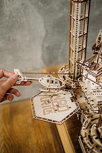 Miniatura 3 de Wood Trick Offshore Rig Platform Rompecabezas 3D de madera para adultos y niños para construir, plataforma móvil interactiva, modelos de madera,