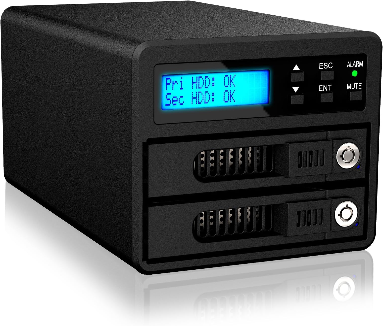 Raidon GR3680 SB3EXT. RAID Enclosure – 3.5 "/2.5 to 1x USB 3.0 UASP and 1x eSATA 2x SATA III/RAID 0.1 LCD black black 0GB