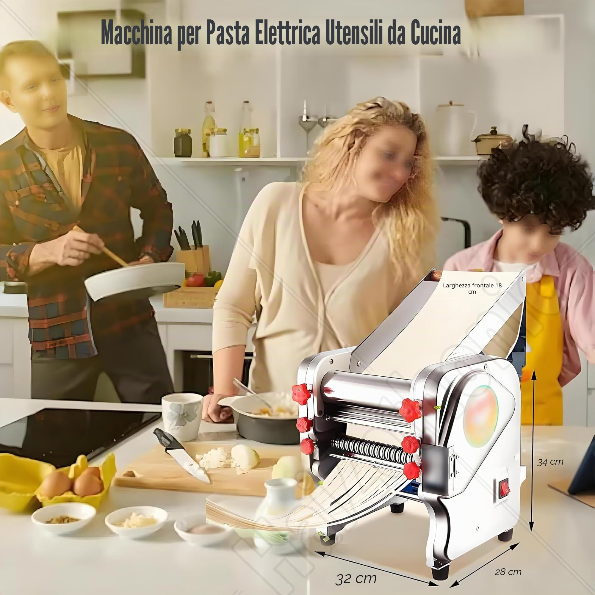 Máquina eléctrica de acero inoxidable para pasta fresca y tagliatelle.