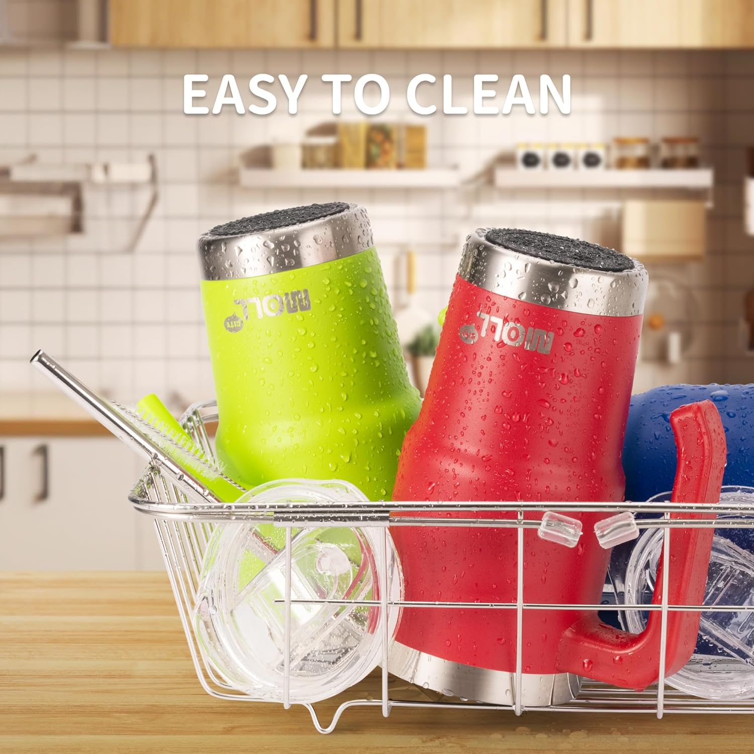 16 oz Tumbler with Handle Reusable Stainless Steel Vacuum Insulated Tumbler Cups with Lid and Straw for Women, Girls (Apple Green) - Image 6