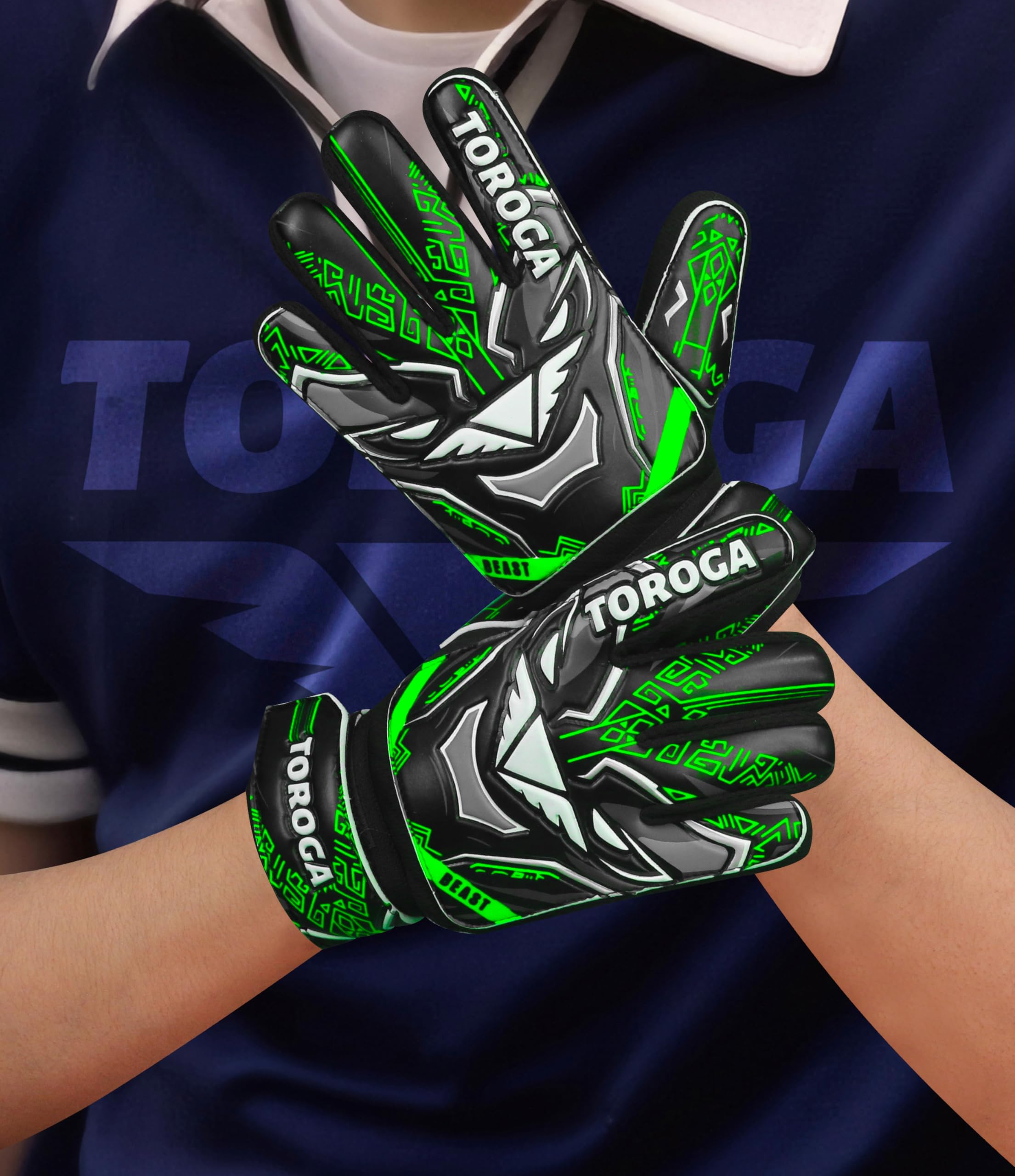 GRIPKNOX Goalie Gloves for Boys (Green, 5)