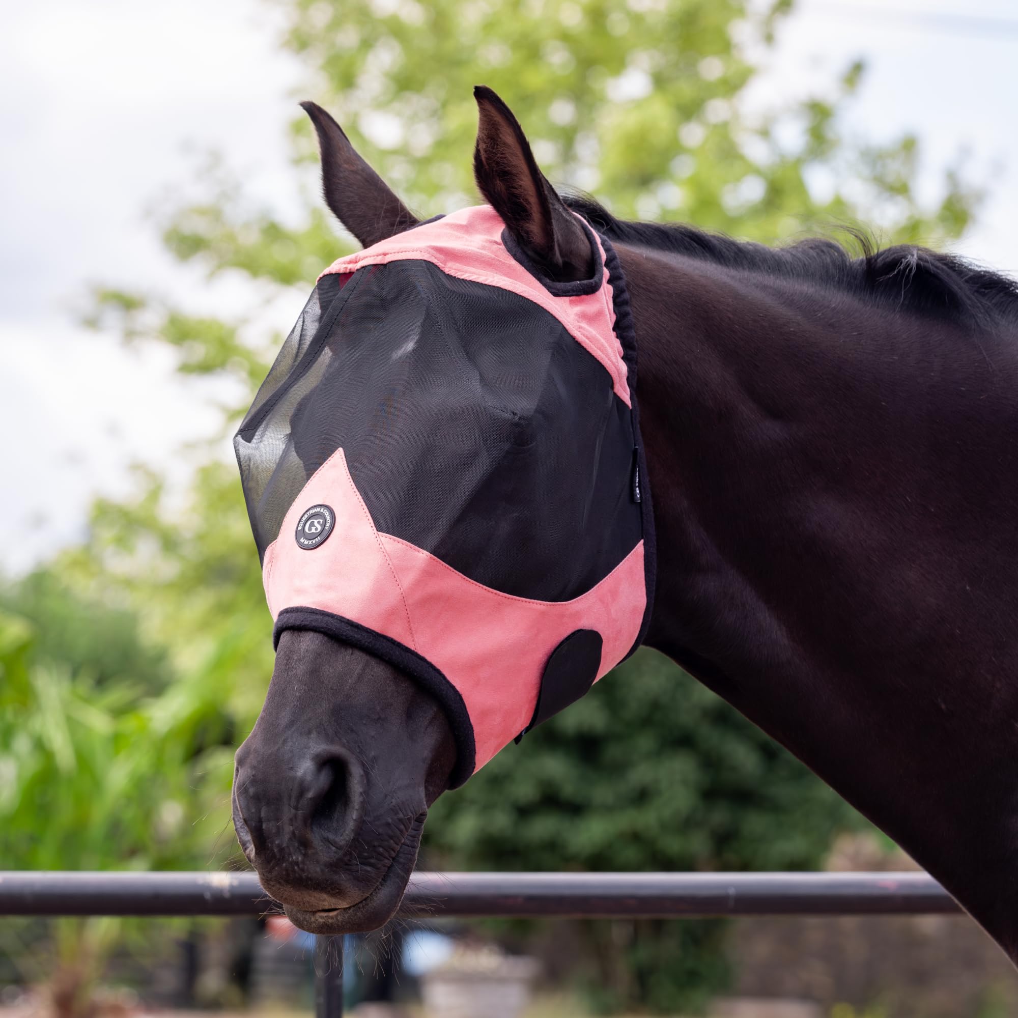 GS Equestrian & Country Revella Standard Fly Mask for Horses, Fine Mesh Eye & Face Protection, Open-Ear Design, Clear Visibility, Lightweight Breathable Fly Mask for Turnout (Dusty Rose, Mini Shet)