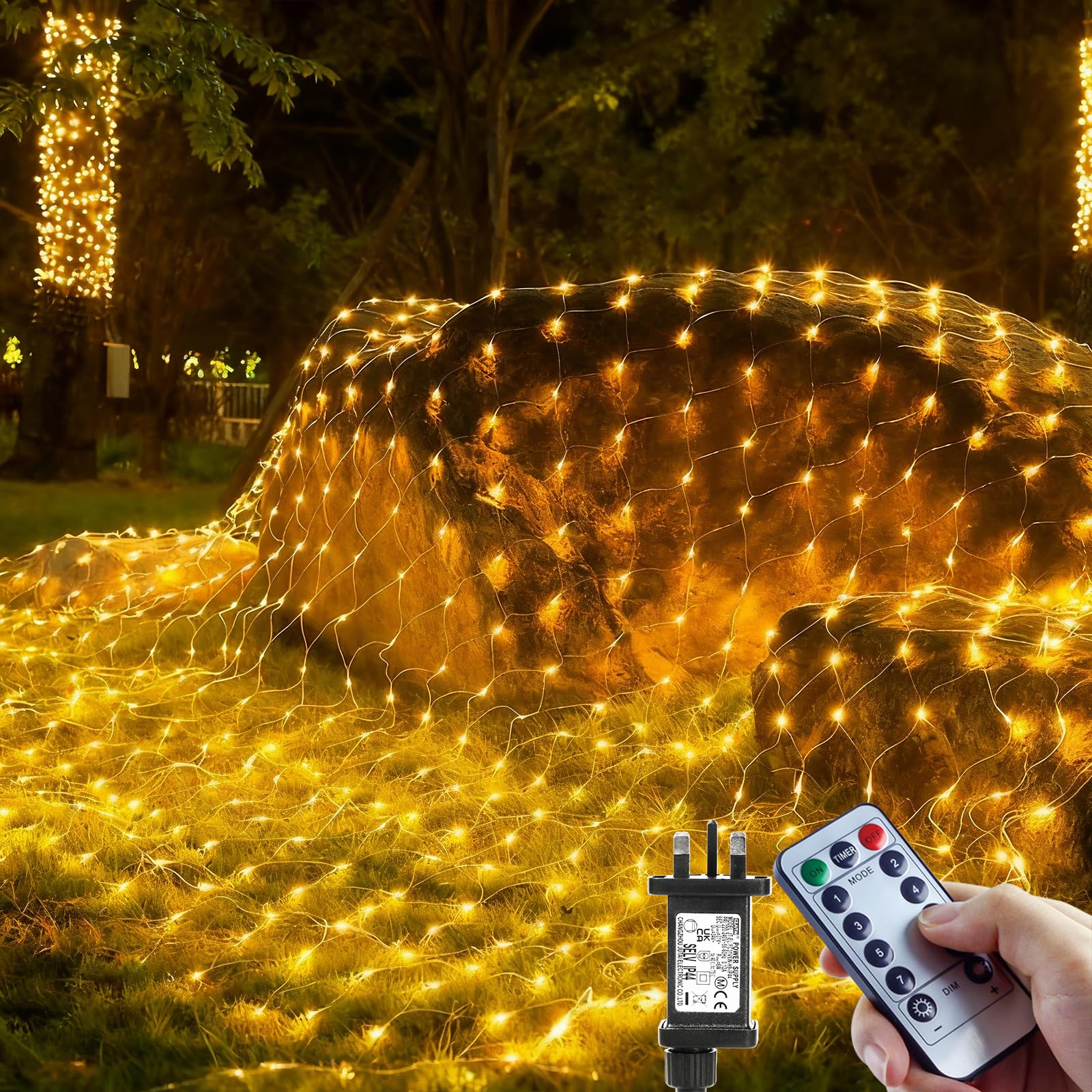 Poifl Warm White Outdoor Christmas Lights, 208Led 3X2m Net Lights Extendable, Timer & Ip65 Fairy Lights Plug In, 8 Modes Christmas Window Light Curtain Lights Indoor For Balcony, Christmas Decorations