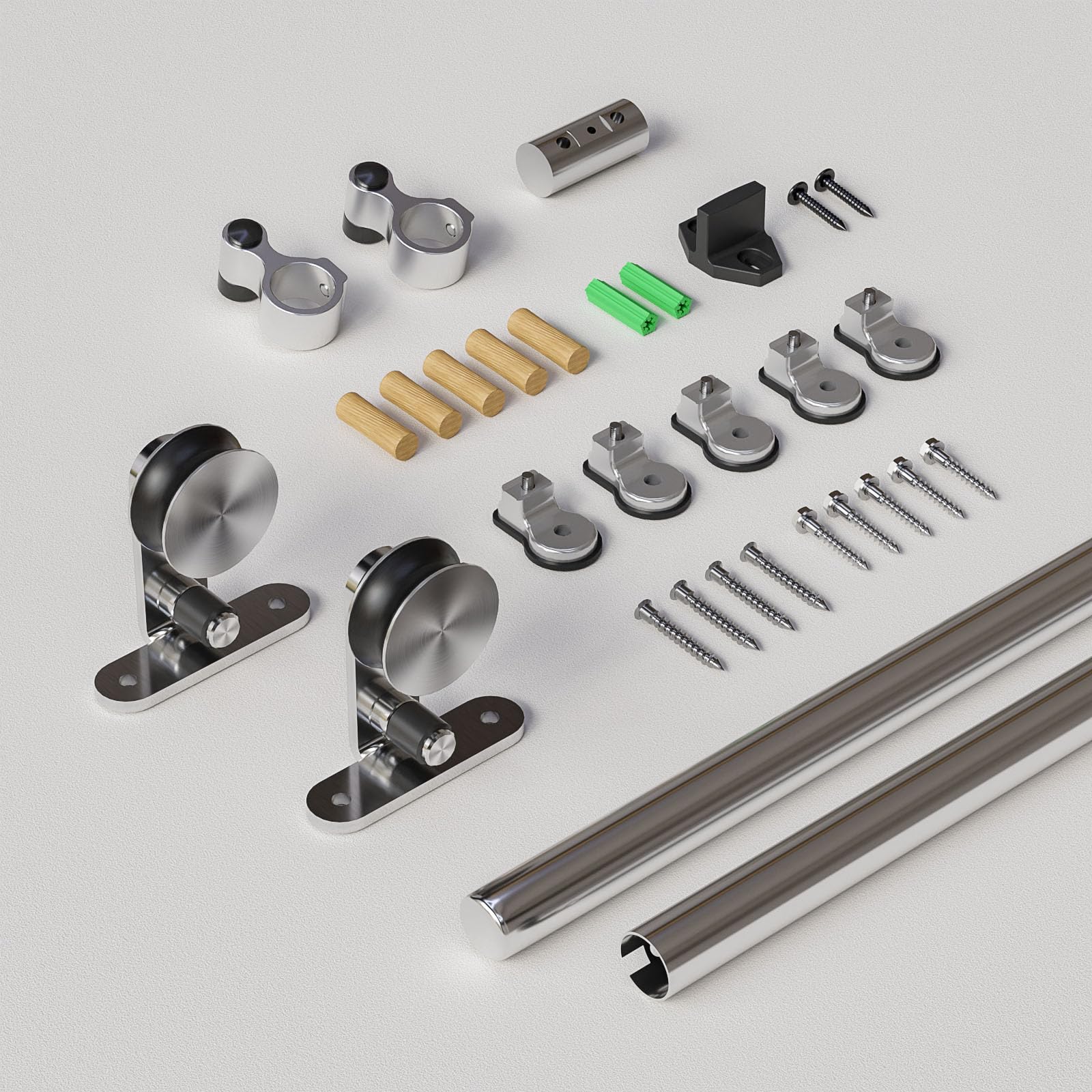 5FT/152cm Herraje para Puerta Corredera Kit de Acero Inoxidable Accesorios para Puertas Correderas Riel Juego para Puerta de Madera Soltera