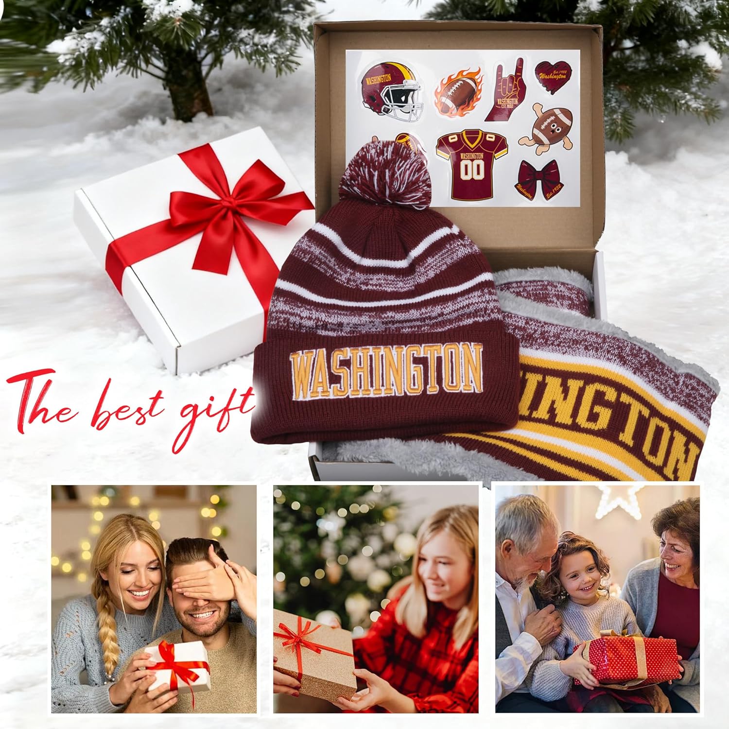 Winter Beanie Hat Circle Scarf Set, Warm Football Knit Beanie Hat - Image 6