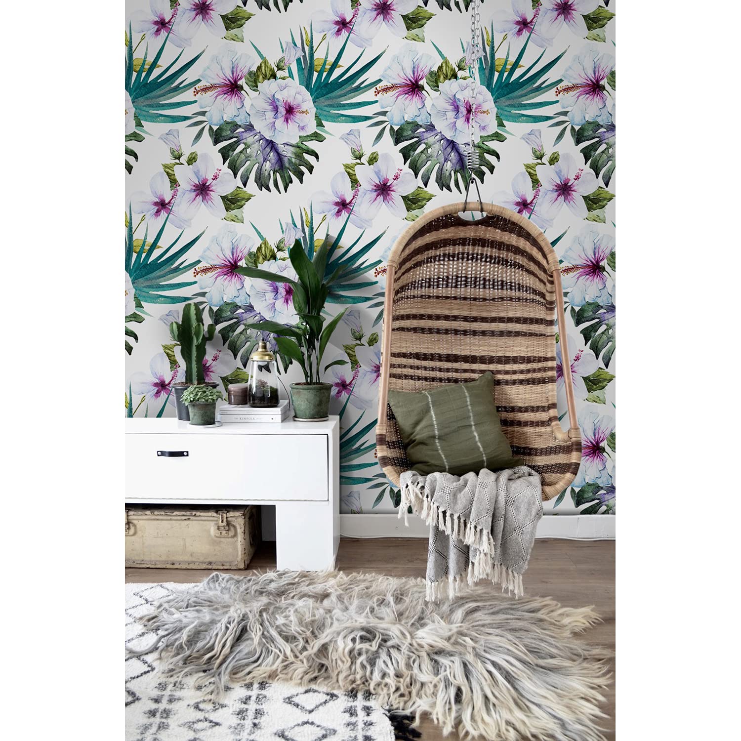 Papier Peint Latex Lavable 416x254cm Motif Jungle pour Cuisine