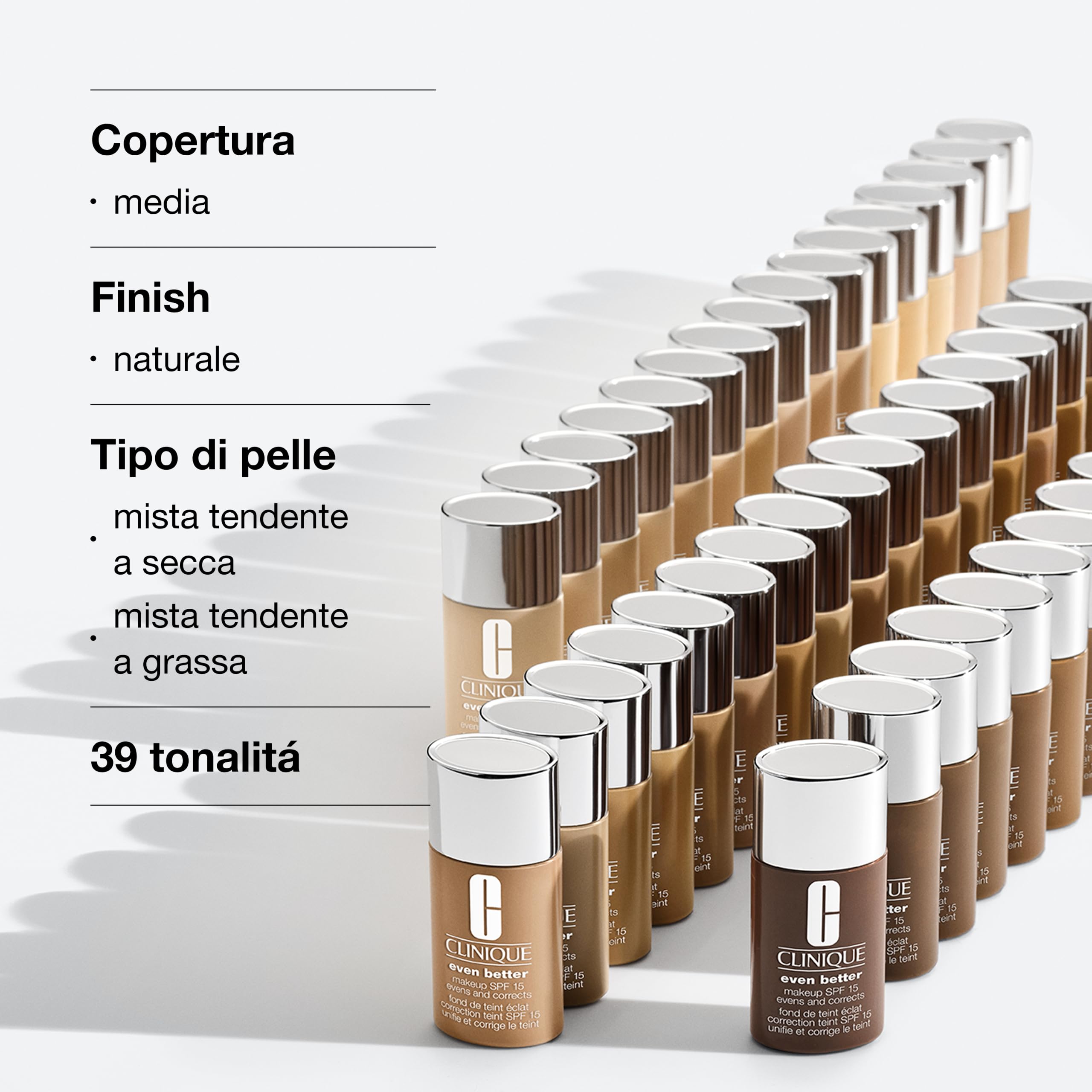 Clinique Even Better Makeup Medium Coverage Foundation Broad Spectrum SPF 15 (30 ml) + Moisture Surge 100H Auto-Replenishing Hydrator (75 ml) | Uniforma il tono e riduce l'aspetto delle macchie scure