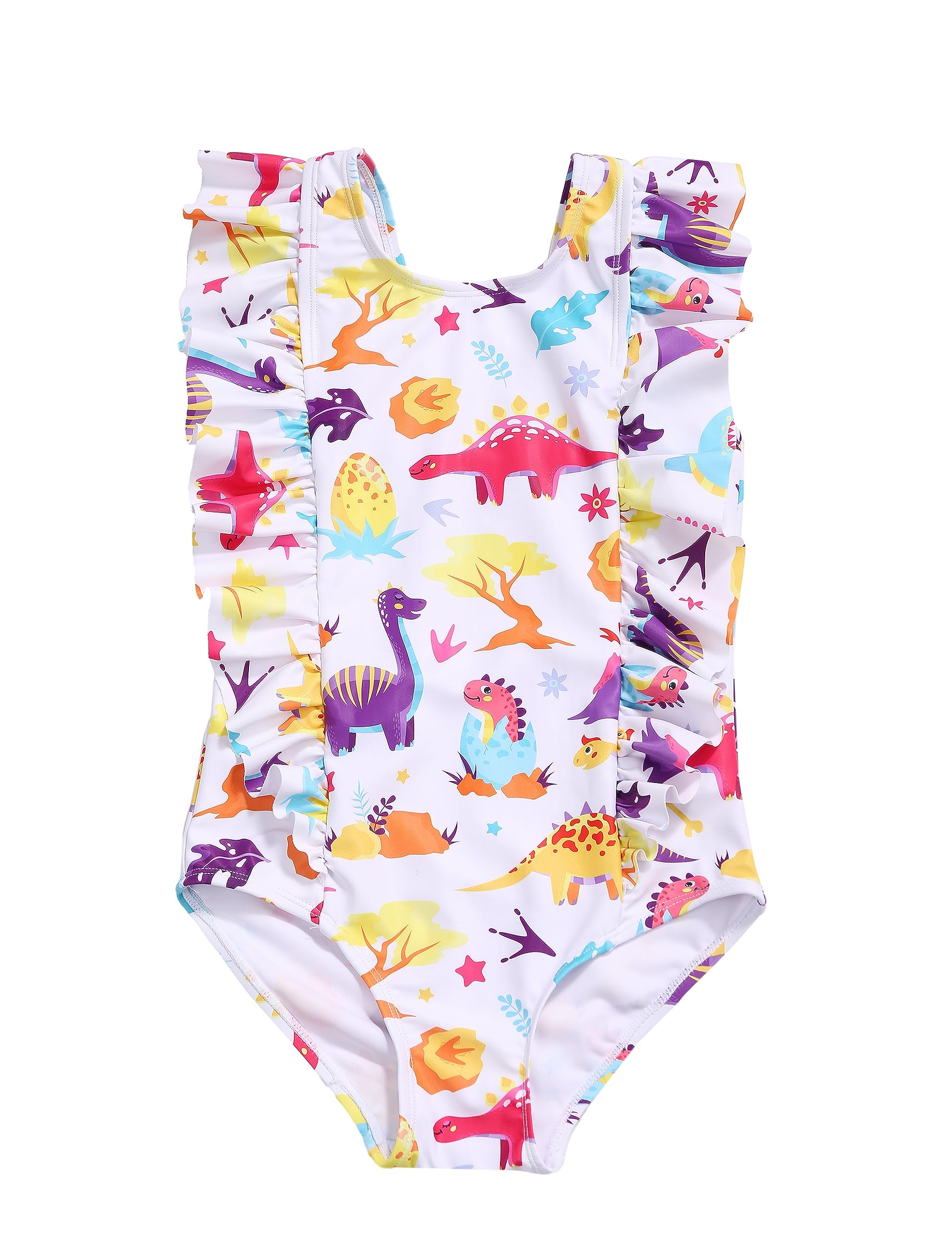 LIZENS Girls One Piece Hawaiian Ruffle Swimsuit - Beachwear Bathing Suit for Kids