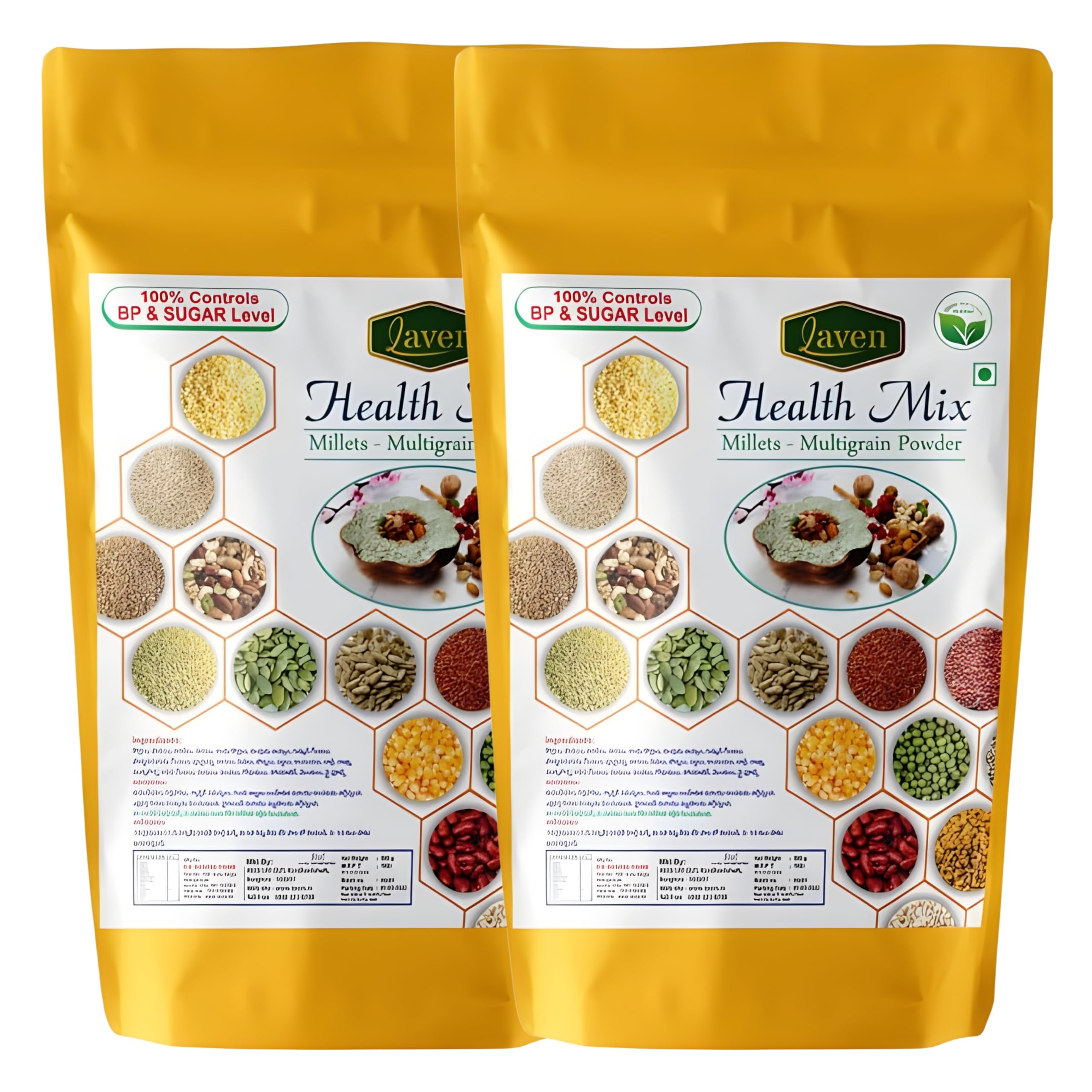 Laven Health Mix Pack of 2 500gr (1 kg), Millets - Multigrain Powder, 100% natural over 23 ingredients of multigrain porridge without preservatives, artificial colours or added sugars. (B0BMLZR198) Amazon Price History, Amazon Price Tracker