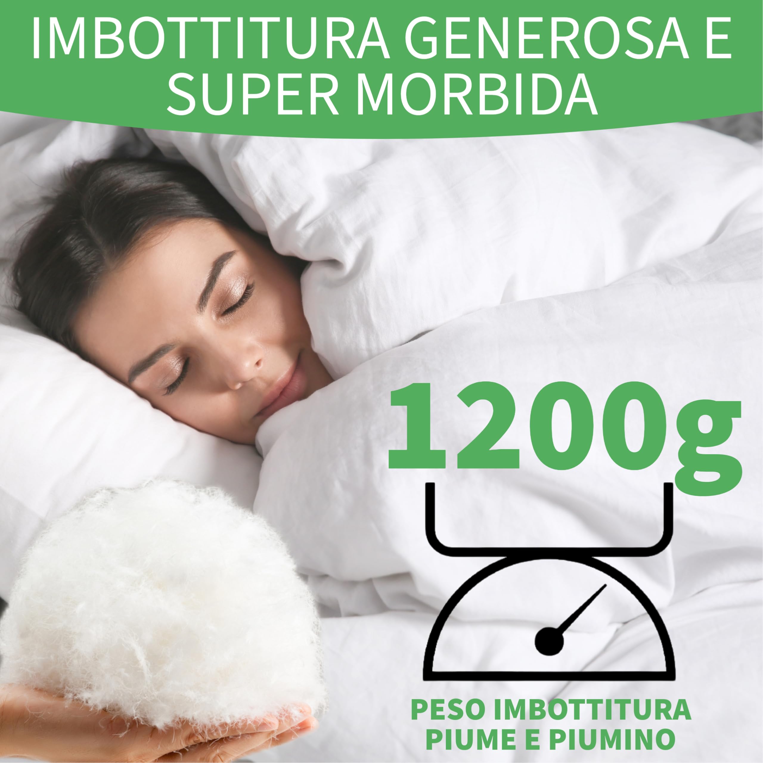 Welldora Comfort Piumone Letto Singolo 135x200 | Piumino 4 Stagioni Caldo e Leggero | 100% Piuma e Piumino Naturale | Extra Morbido, Anallergico, Certificato Oeko-Tex | Da usare con Copripiumino