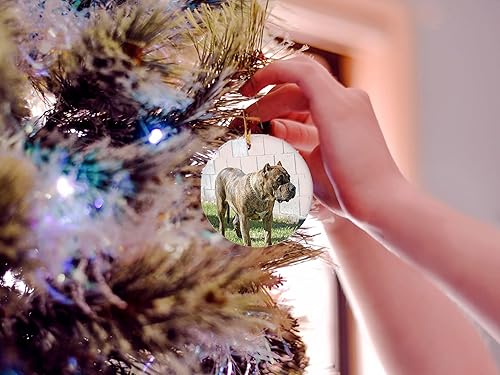 Miniatura 2 de Perro De Presa Canario - Adorno de cerámica – Decoraciones navideñas – Adorno de cerámica circular de 3 pulgadas