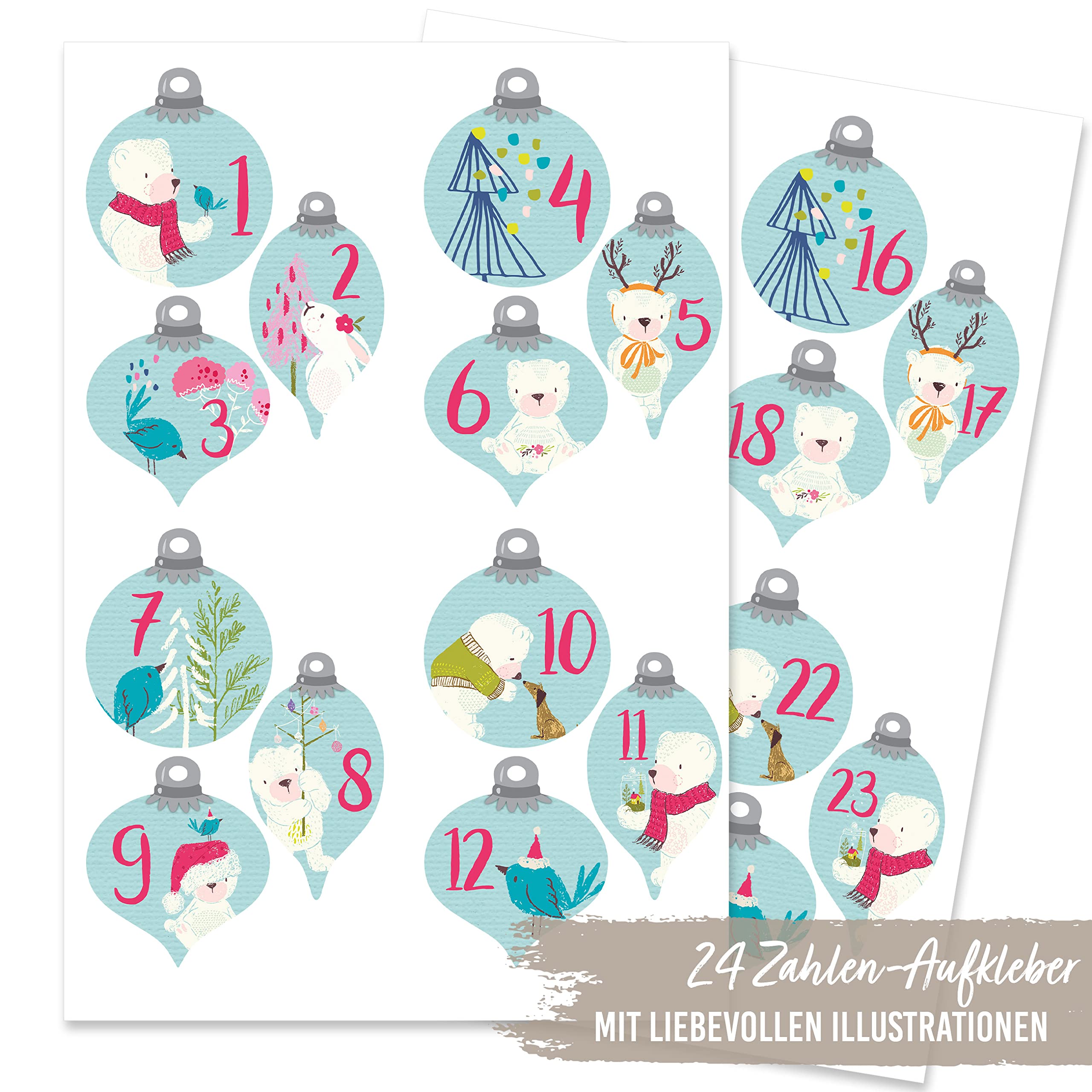 Papierdrachen 24 pegatinas de números del calendario de adviento - estrellas de oro No 53 - pegatinas - para juguetear y decorar. — view 2