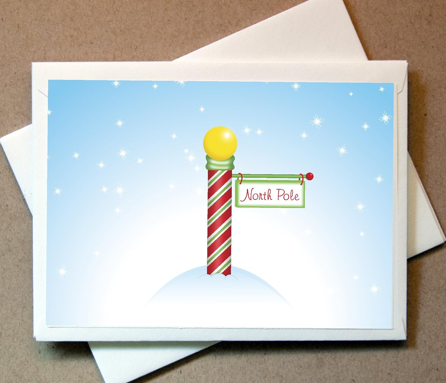Personalized Holiday Cards - North Pole (Customized) 30 Cards with Blank Matching Envelopes