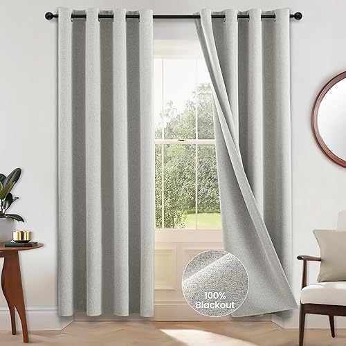 Miniatura 153 de COSVIYA Cortinas 100% opacas para dormitorio con forro negro, bloqueo de luz completa, aislamiento térmico y ojales, tratamiento de ventana de 54