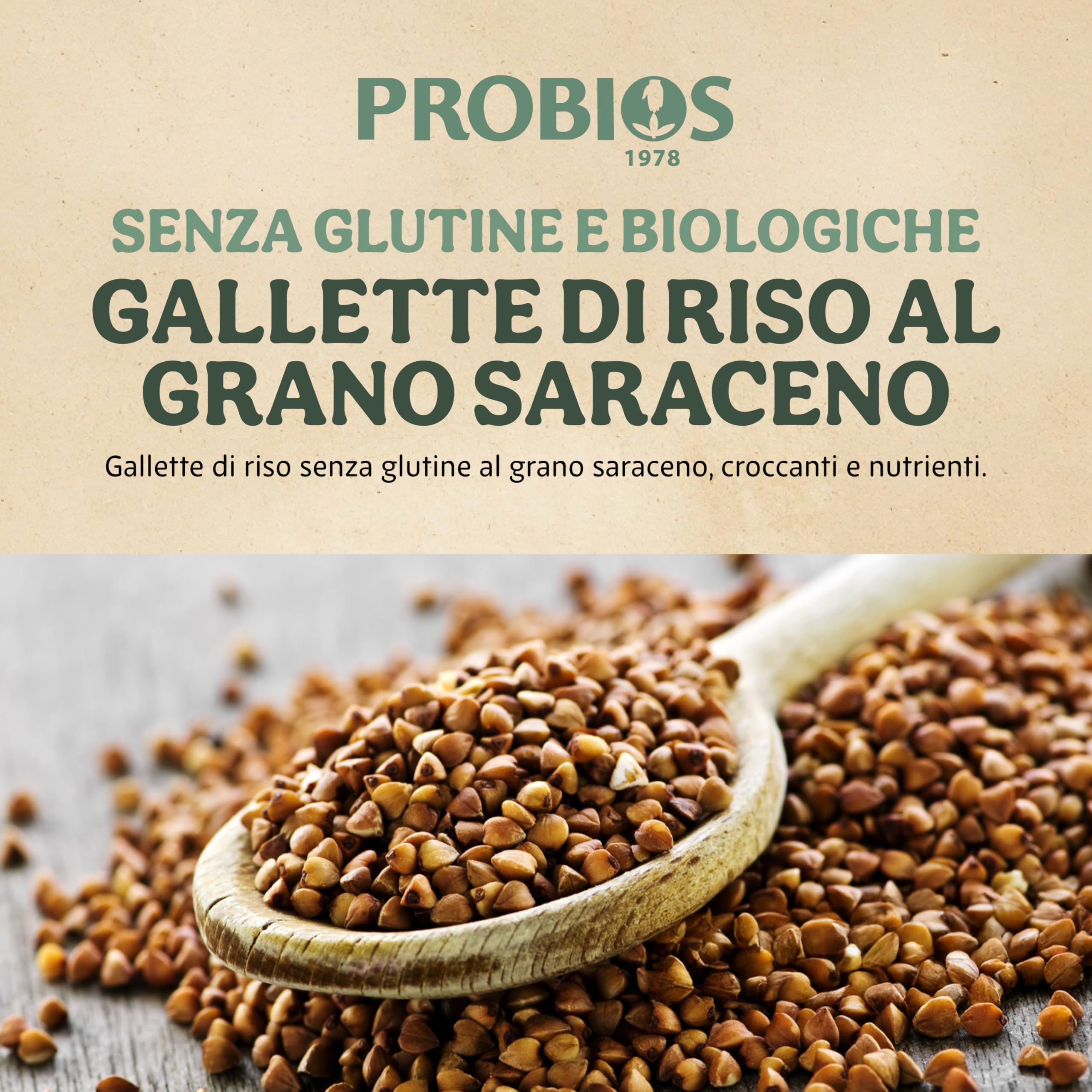 Probios Gallette di Grano Saraceno Biologiche - Croccanti e Gustose Senza Glutine - Fonte di Fibre e Proteine ​​Vegetali - Confezione da 12 da 100g