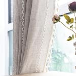 Boho Curtains with Tassel,Bohemian Curtains for Bedroom Living Room,Linen Semi Blackout Window Curtain Farmhouse Curtains Home Decor (Oat Beige, 52" W x 84" L 1 Panel)