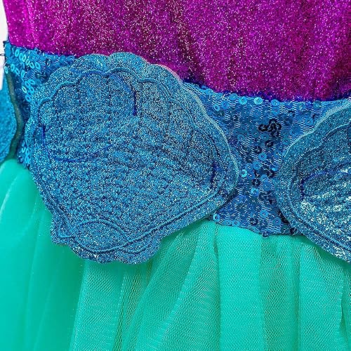 Miniatura 5 de Dressy Daisy Disfraz de sirena de princesa para niñas pequeñas, Halloween, fiesta de cumpleaños