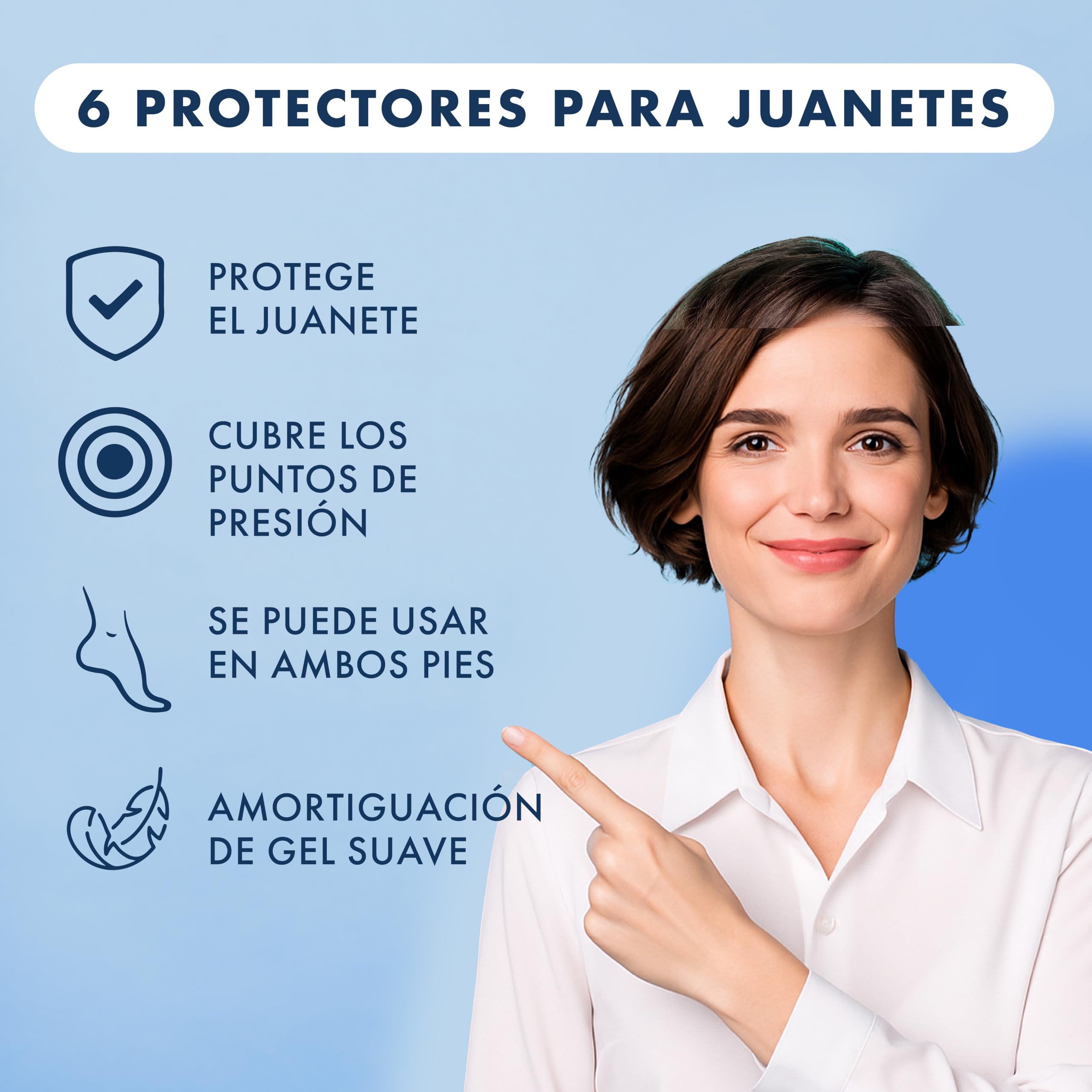 3 Pares de Protectores y Separadores de Dedos en Gel – Separadores de Silicona Suave para Comodidad Diaria (6 unidades)
