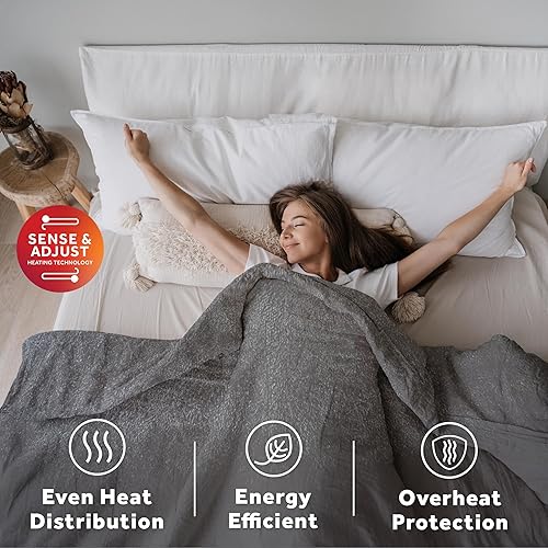 Miniatura 6 de Sunbeam Loftec - Manta eléctrica eléctrica con conexión Wi-Fi, 10 ajustes de calor, apagado automático de 10 horas, calentamiento rápido, manta de