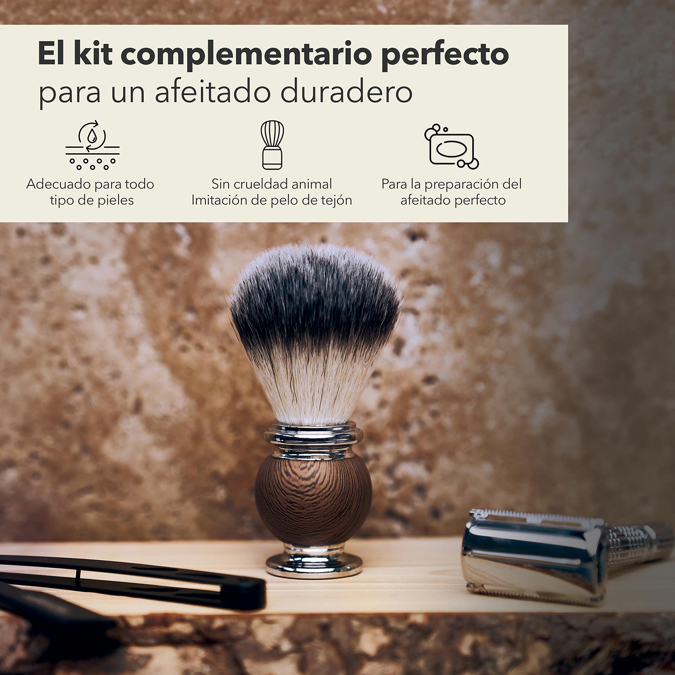 Brocha para afeitar Premium Störtebekker® - Imitación de pelo de tejón - Perfecta para un cómodo afeitado en húmedo