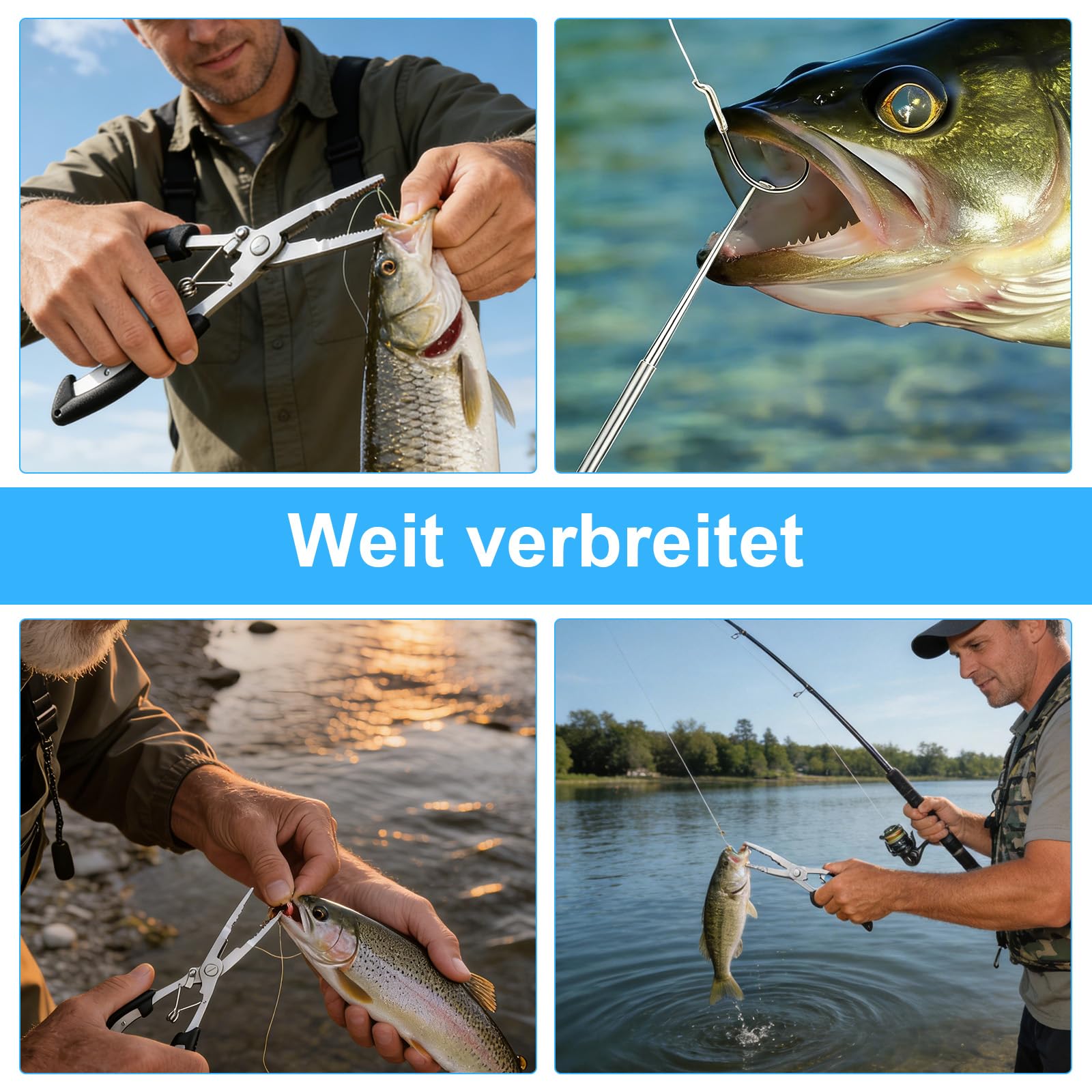 Foonary Set di accessori da pesca, pinza da pesca in acciaio inox 402, con allentatore magnetico profondo, corda per sospensione e borsa, multifunzione per pesca