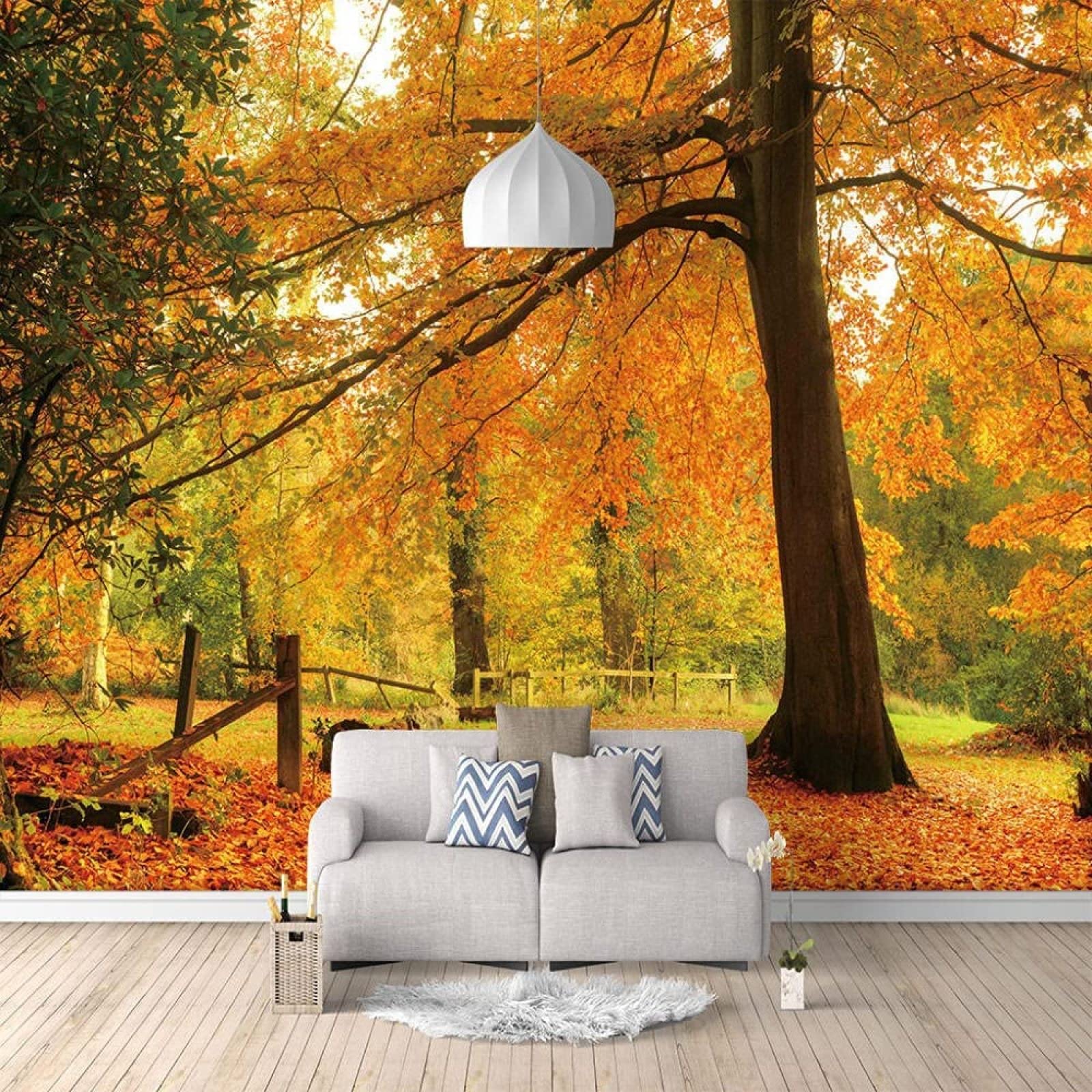 Nordic Tv Background Wall Paper Autumn Forest Scenery Road Wallpaper Living Room Bedroom 3D Decorative Mural Film Wall Covering 3D Wallpapers Wallpaper Paste Living Room Paste T 140 (W) X 70 (H