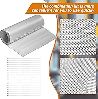 Vista 4 de Protector térmico de escape automotriz, 20" x 47.2" material de protección térmica de aluminio repujado con 20 piezas de bridas metálicas