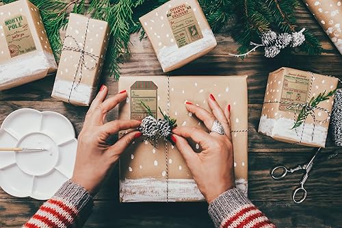 Miniatura 4 de Etiquetas de papel de estraza natural de Santa Claus, de 2 x 3, para regalos de navidad, 100 etiquetas en total