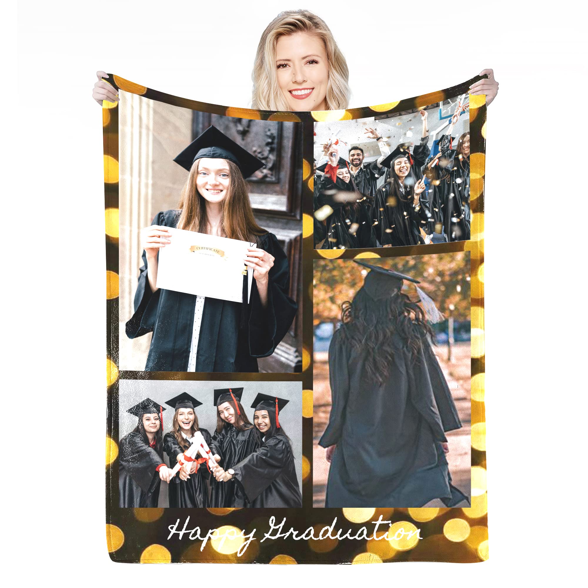 Personalised Blanket with Photo, Words Picture Collage Individual Blankets, Birthday Souvenir Gifts, Personalised Blanket for Father, Mother, Children, Dogs, Friends