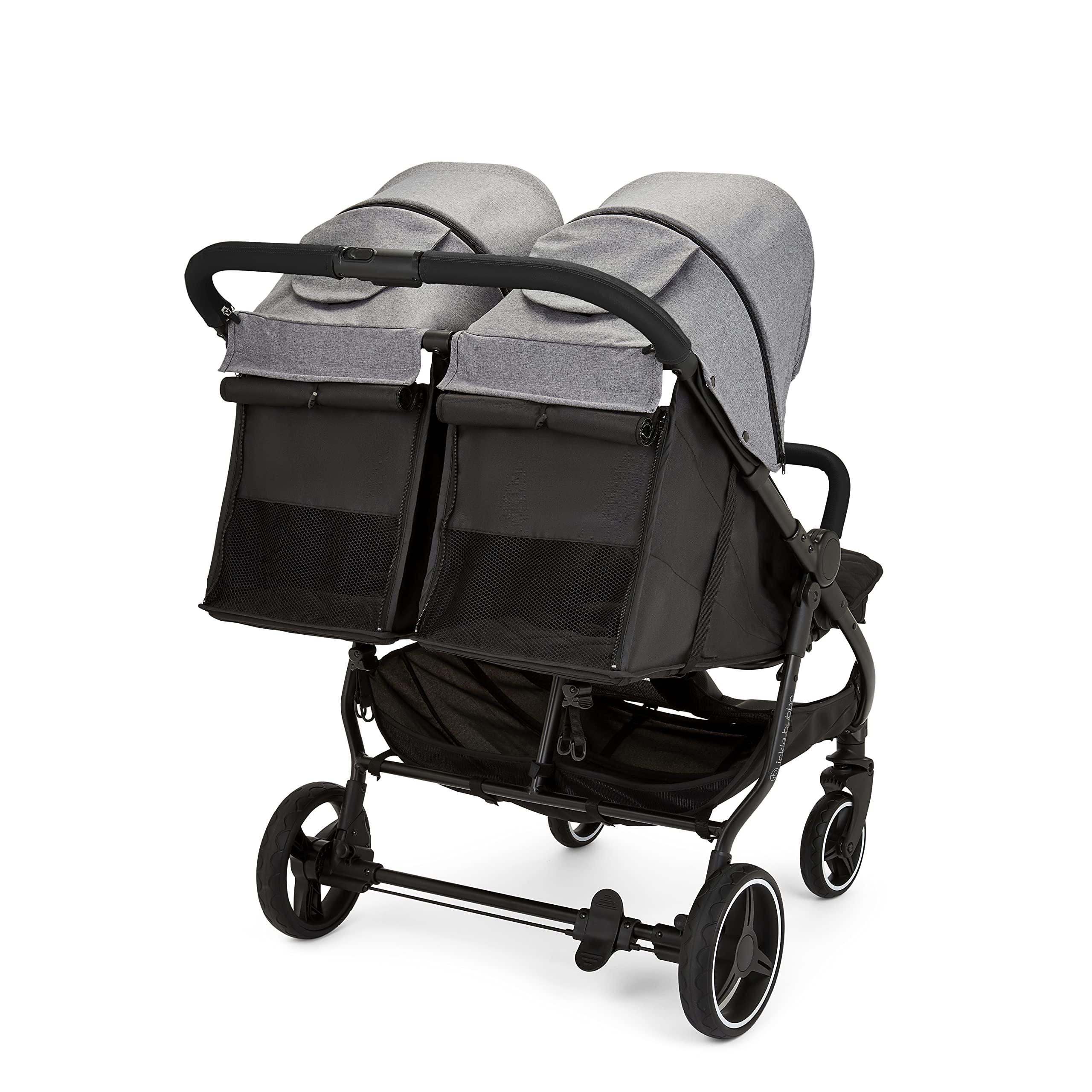 Ickle Bubba Venus Poussette double – Convient de la naissance à 15 kg (environ 3 ans), compacte, légère, pliable, avec habillage pluie (Gris de l'espace)