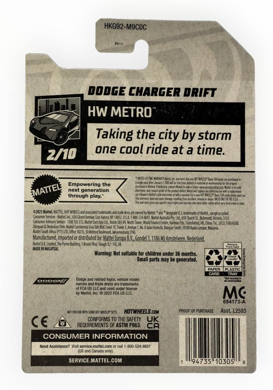 Hot Wheels Dodge Charger Drift, HW Metro 2/10