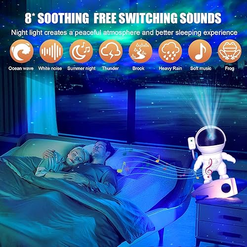 Miniatura 3 de Proyector de astronauta, proyector de galaxia para dormitorio, proyector de estrellas, luz nocturna de galaxia con control remoto y altavoz