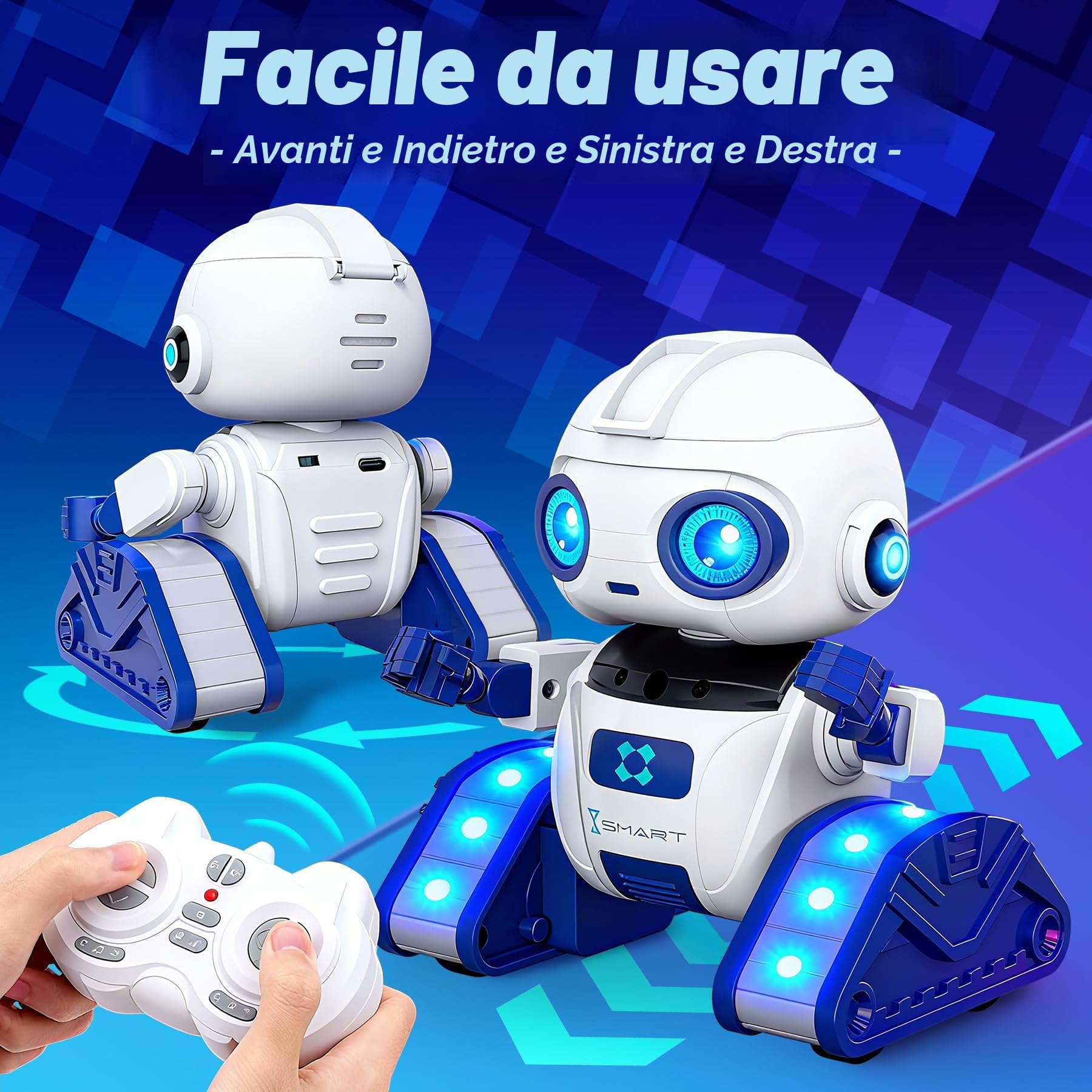 Robot Telecomandato con Controllo Gestuale per Bambini 3-12 Anni, Funzione di Proiezione, Occhi a LED, Musica