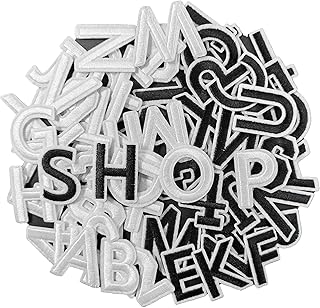 72Pcs Iron on Number and Letter Patches, Numbers 0-9, Letters A-Z Embroidered Applique Patches for Clothes, Skirts, Hats, Socks - Black and White