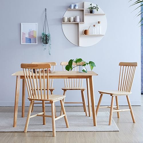 Miniatura 6 de Livinia Canberra 47.2" Mesa de comedor rectangular de madera/Mesa de cocina de roble malayo moderno de mediados de siglo (roble natural) Solo mesa