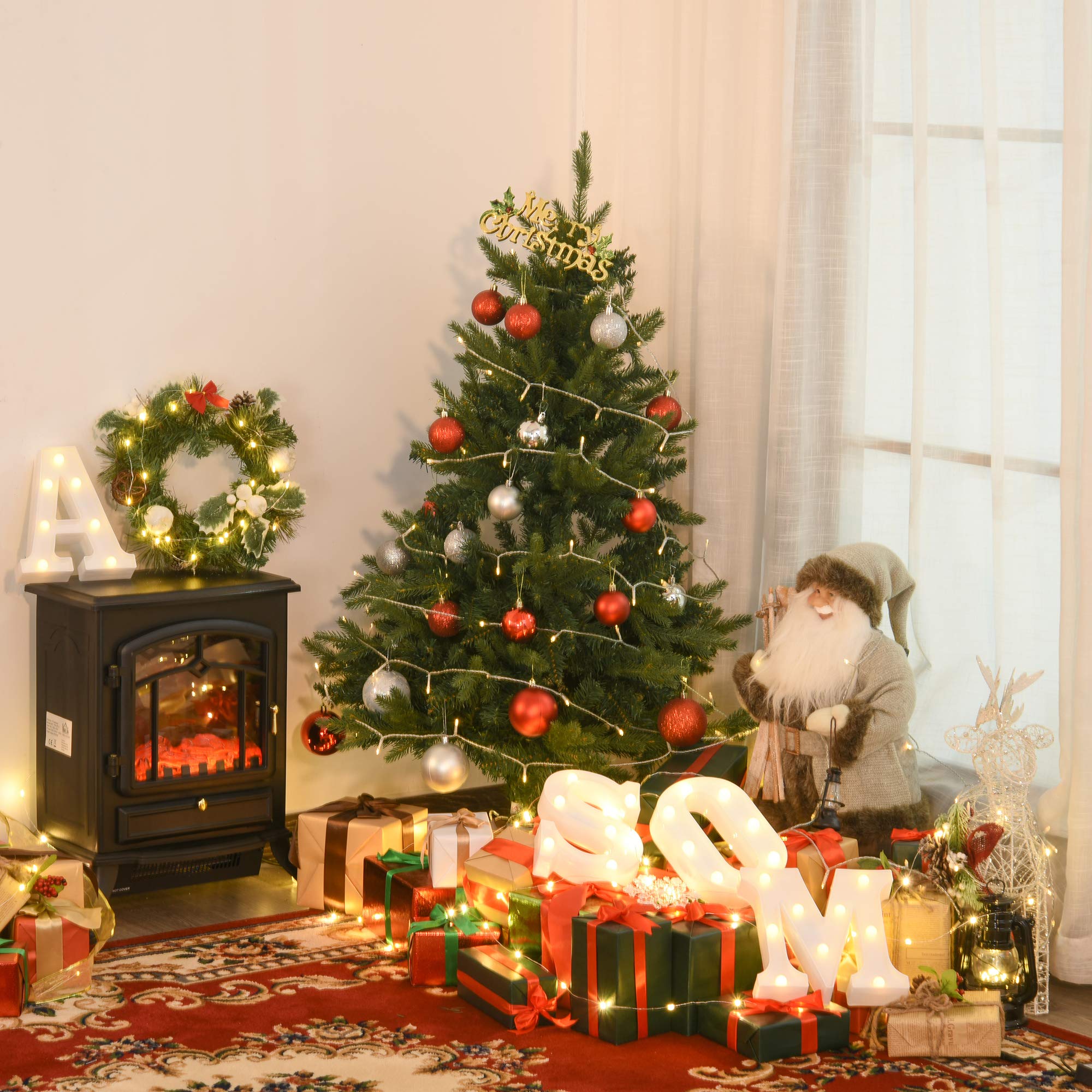 HOMCOM Künstlicher Weihnachtsbaum 120 cm mit 657 Spitzen Metallständer