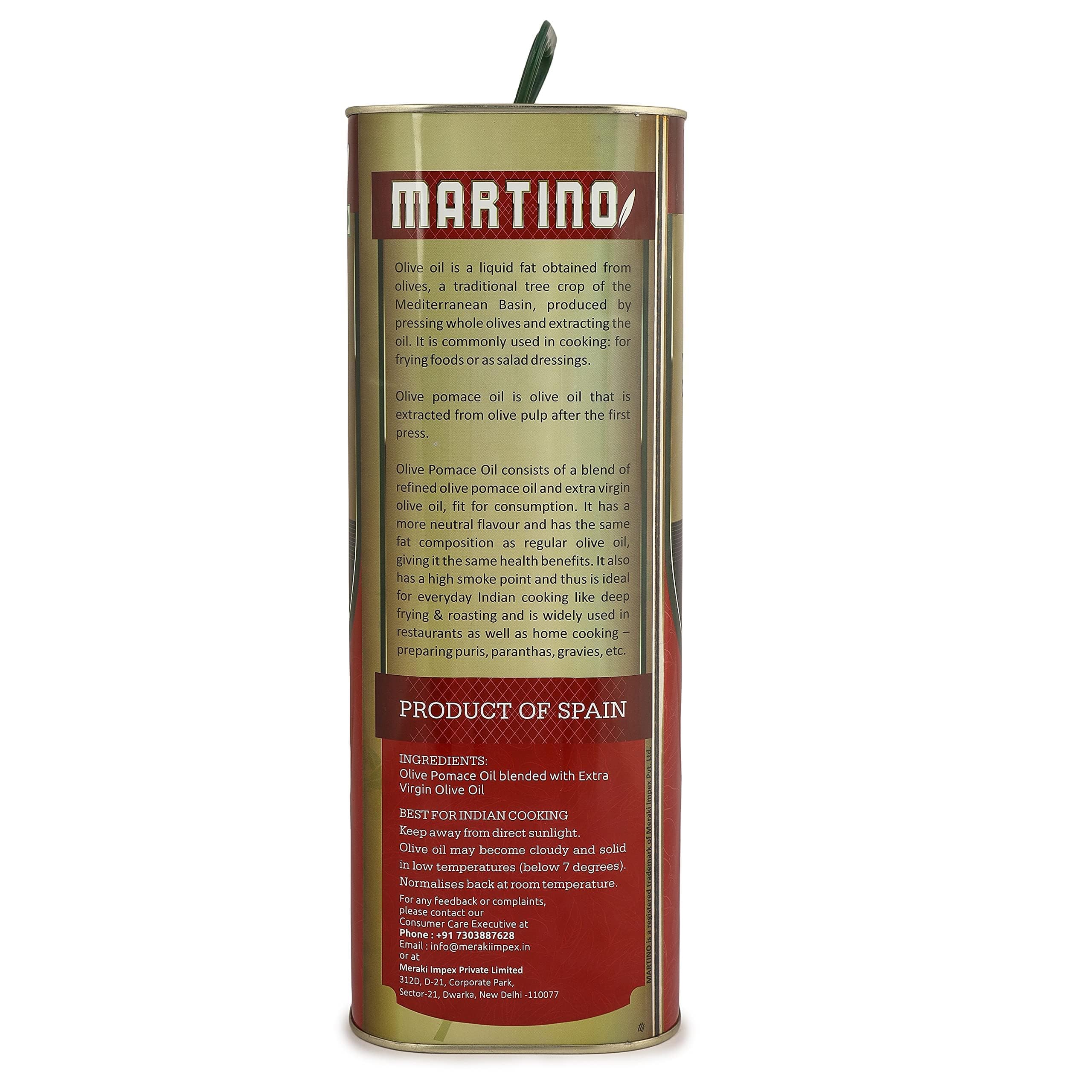 MARTINO Olive Oil 5 litre Tin Pomace oil Cooking Edible Olive Oil | Recommendable for Roasting, Frying, Baking All type of Cuisines| Healthy Cooking Oil for Daily use. 4