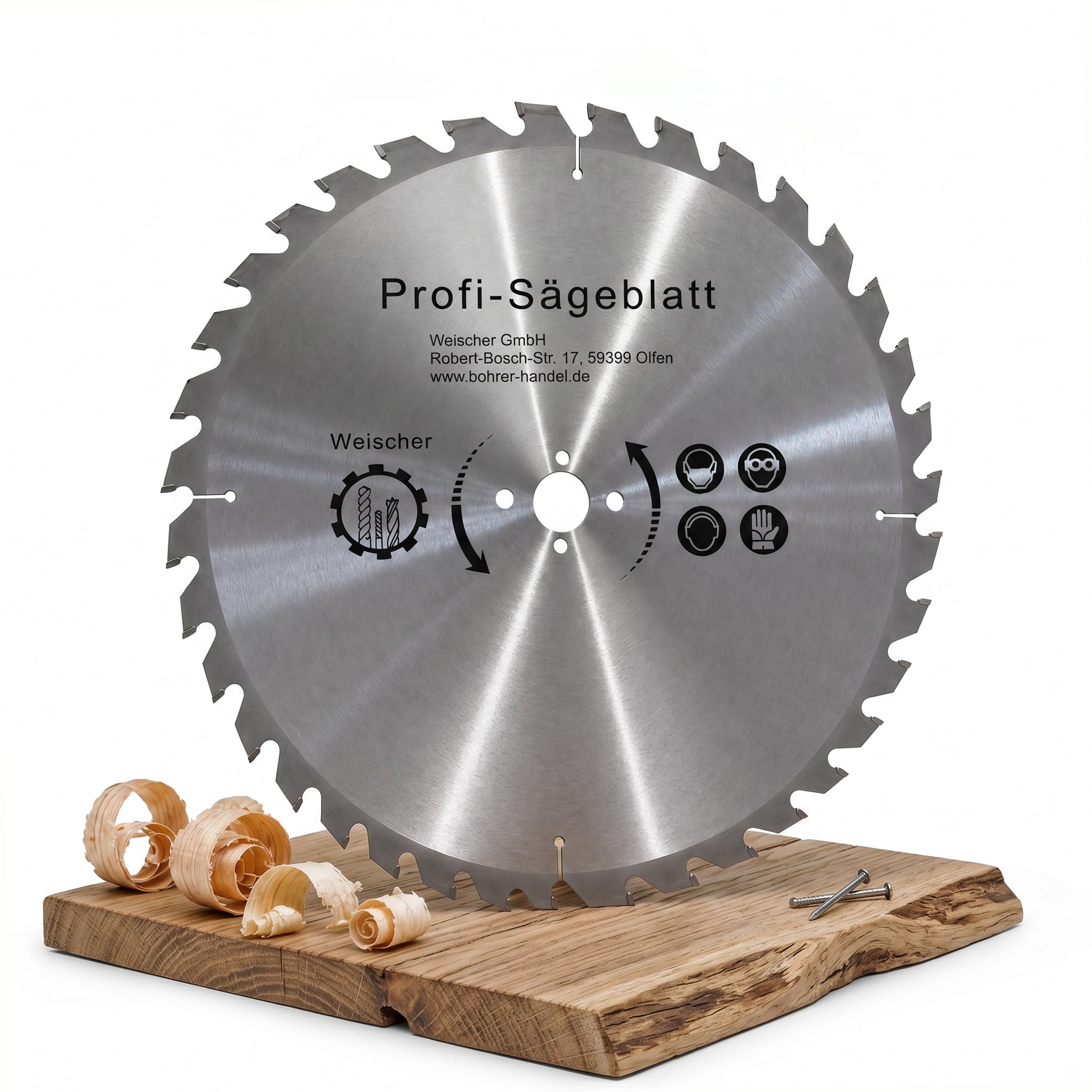 Weischer® - Kreissägeblatt 400 x 30 mm | 36 Zähne (Wechselzahn) | 30 mm Bohrung | HM Hartmetall Sägeblatt | für Paletten, Holz, Spanplatten, Bauholz | Längsschnitt Querschnitt I NAGELFEST