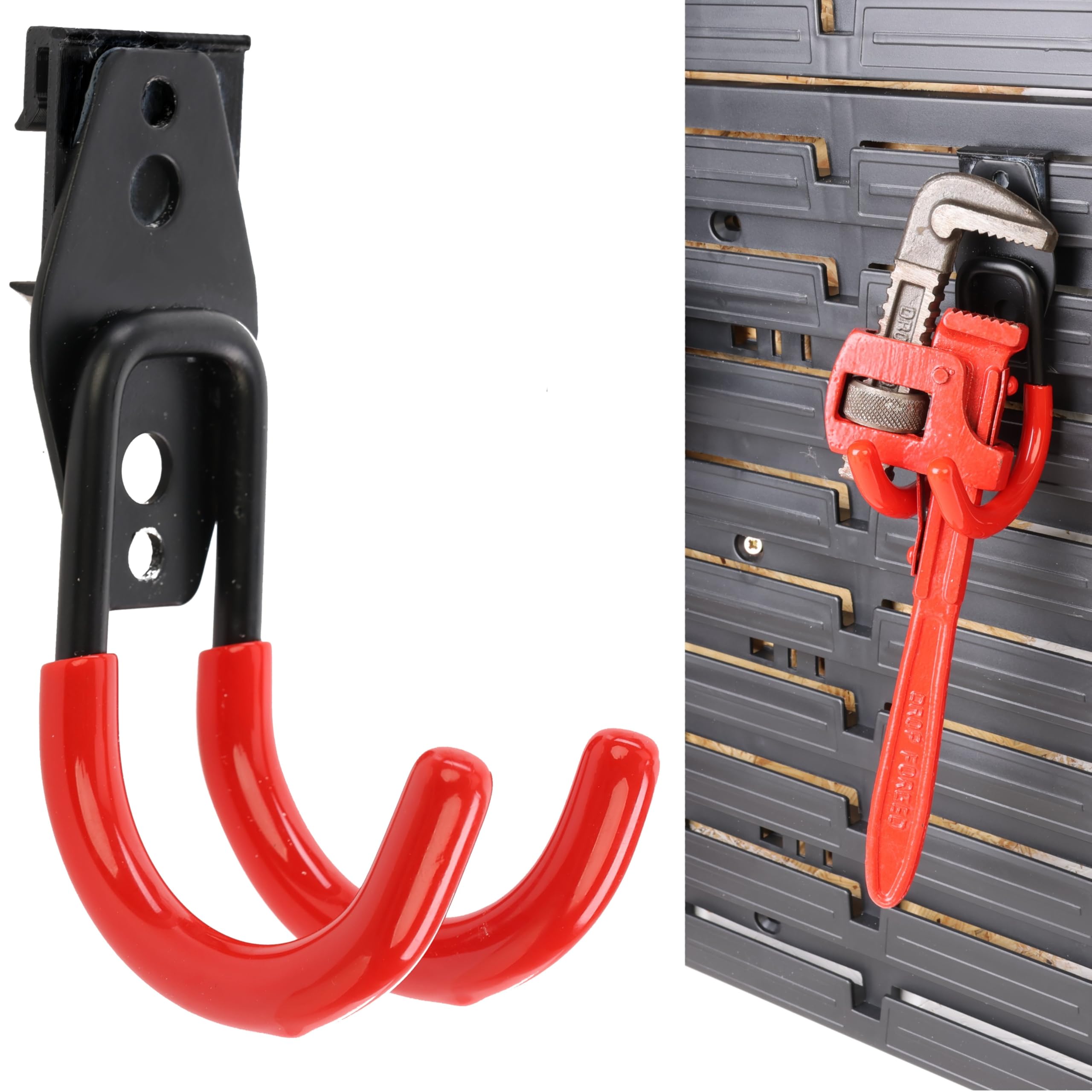 botle Set 14 Stck. Werkzeugwand Haken, Werkzeughaken für Elektrowerkzeuge, Gerade und U-förmig S, M, L Grosse, Stahl mit PVC, Garage, Werkstatt, Elektrowerkzeuge, Doppelhaken, Tragkraft bis 30kg