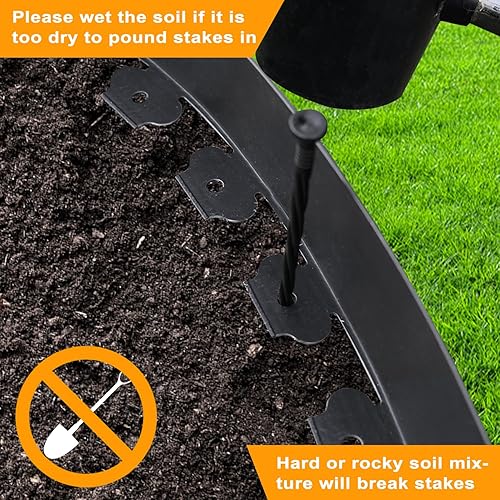 Miniatura 5 de Hugeleaf - Borde de paisaje de 26 pies con 25 púas de 4.5 pulgadas de alto para jardinería, jardín, macizos de flores, césped (negro)